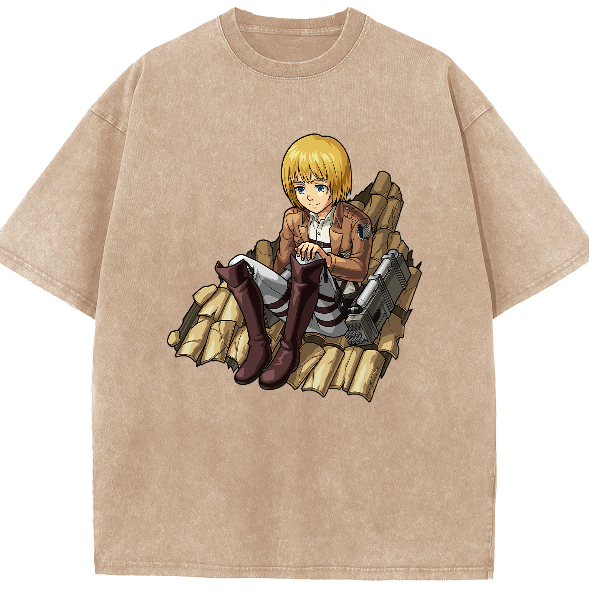 （画像用） 進撃の巨人 アルミン·アルレルト Attack on Titan Armin Arlert 綿100% ヴィンテージ風 半袖Tシャツ（フロントプリント）