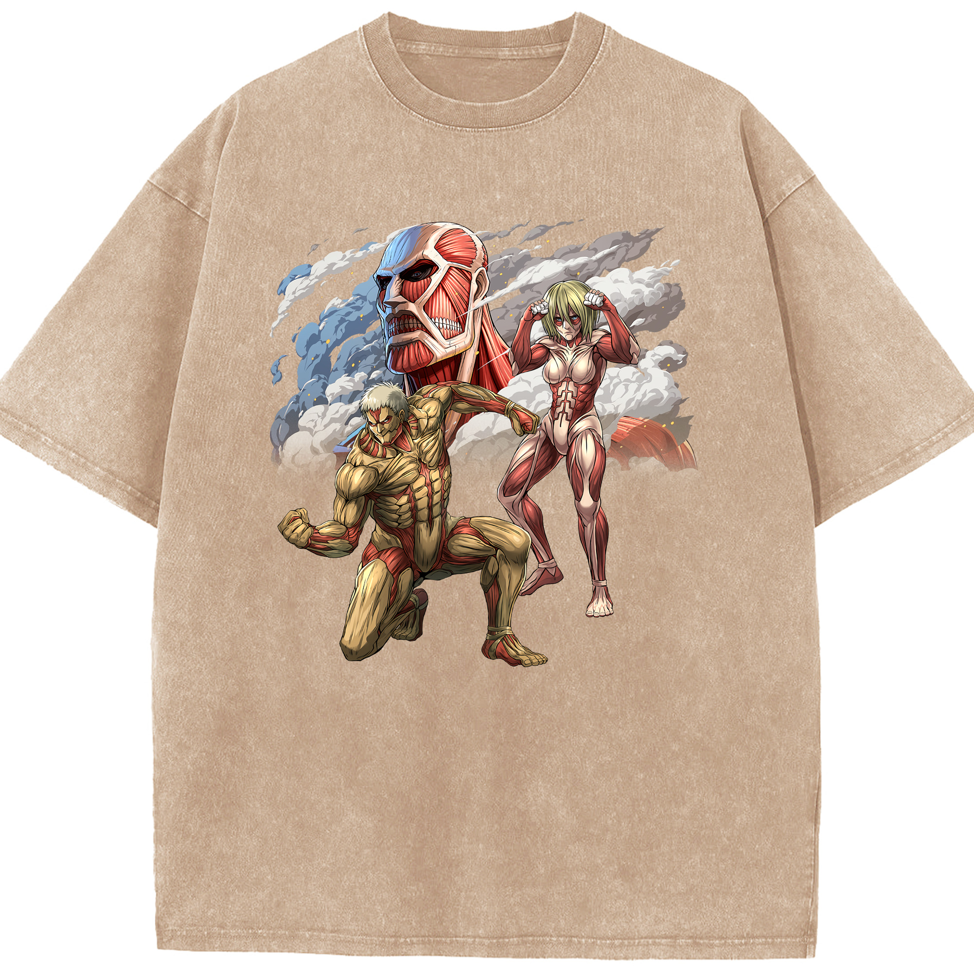 （画像用） 進撃の巨人 Attack on Titan 綿100% ヴィンテージ風 半袖Tシャツ（フロントプリント）
