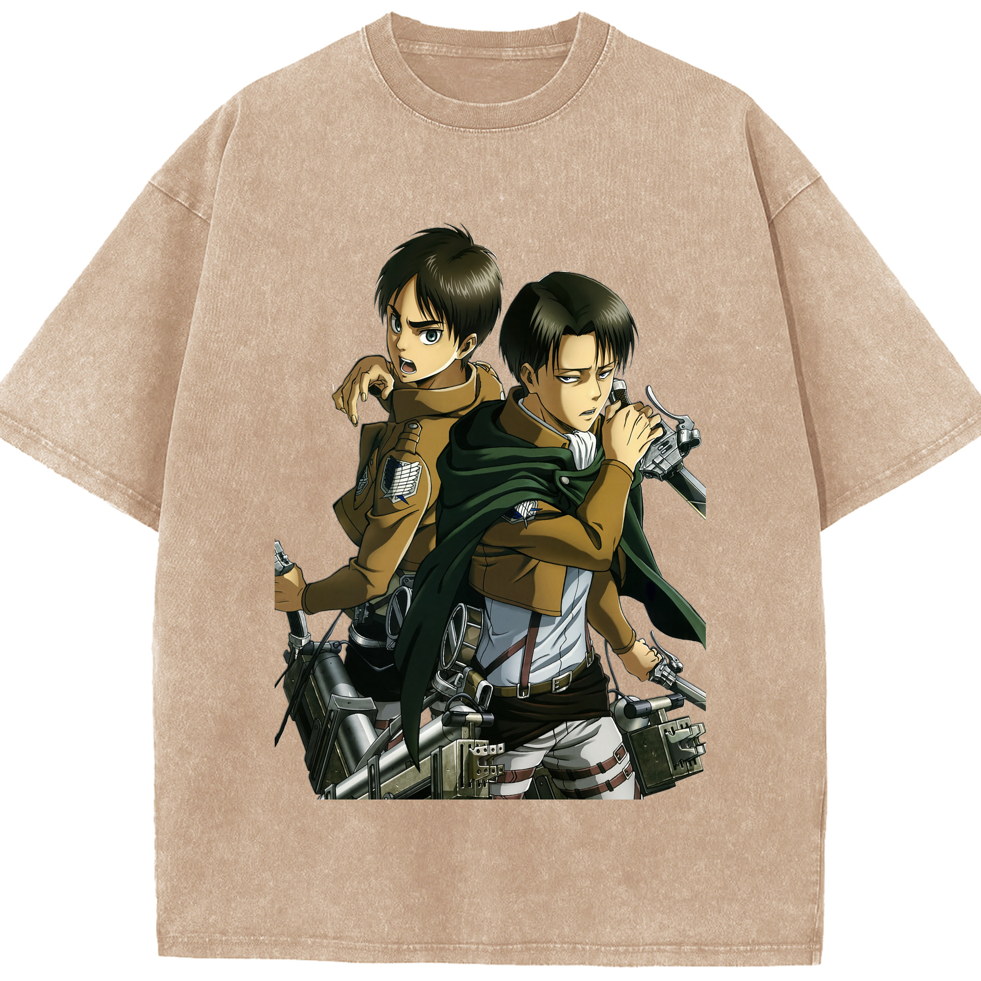 （画像用） 進撃の巨人 リヴァイ·アッカーマン Attack on Titan Levi Ackerman 綿100% ヴィンテージ風 半袖Tシャツ（フロントプリント）