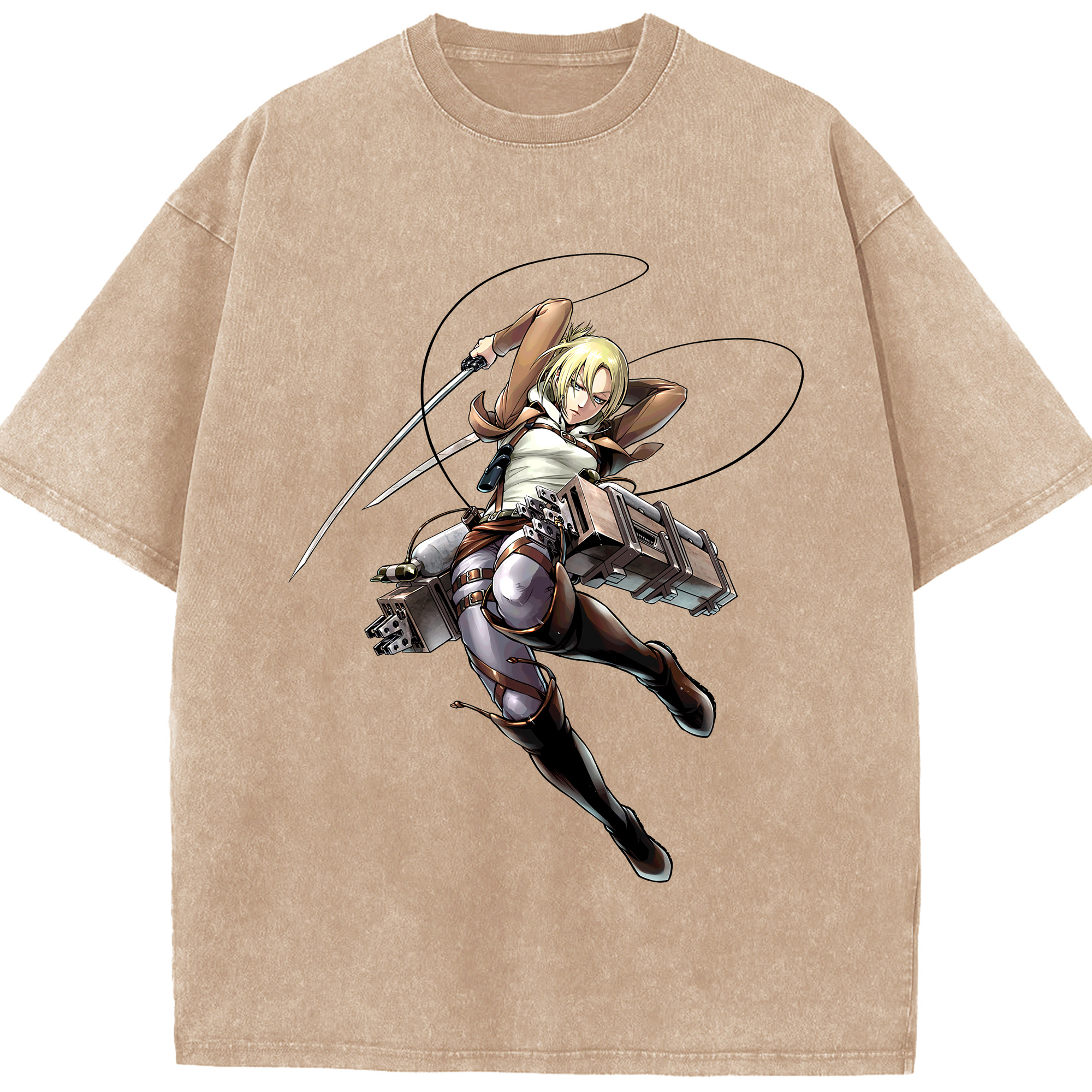 （画像用） 進撃の巨人 アニ・レオンハート Attack on Titan Annie Leonhart 綿100% ヴィンテージ風 半袖Tシャツ（フロントプリント）