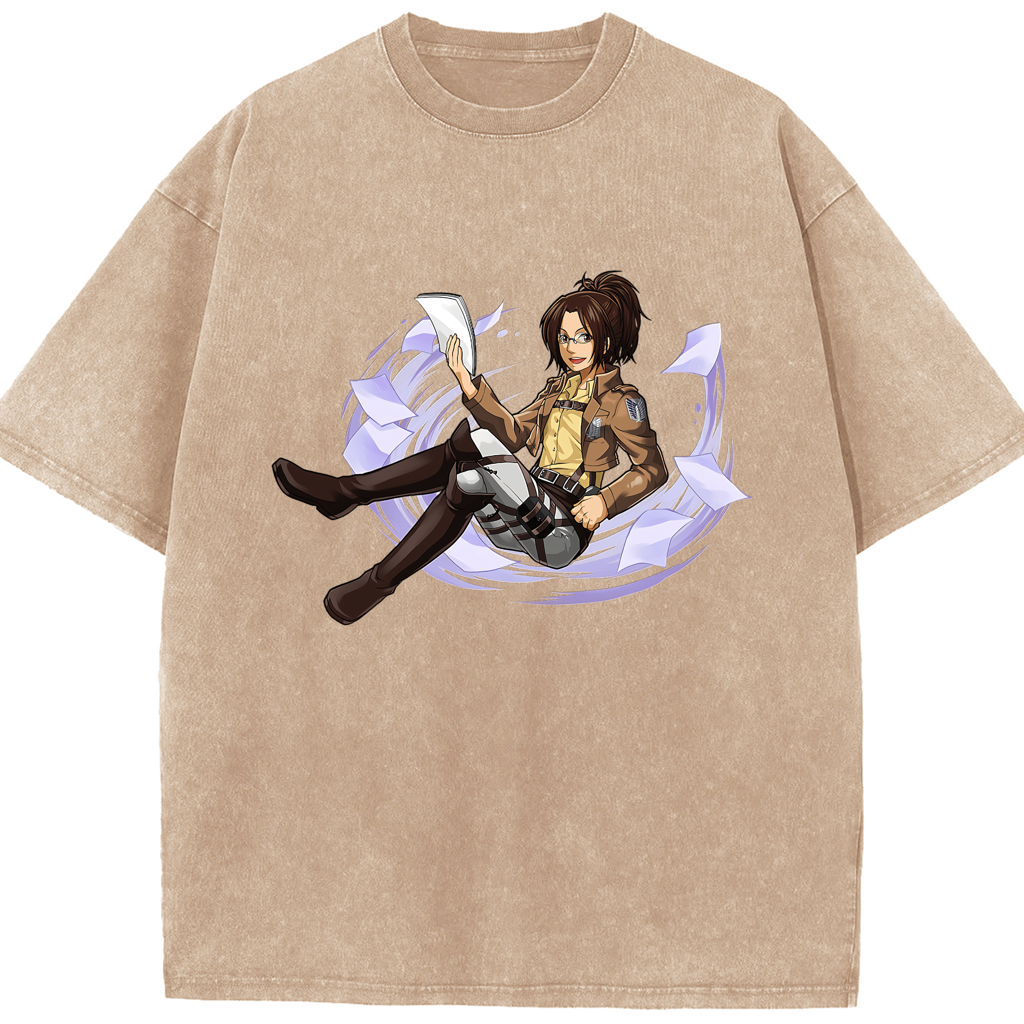 （画像用） 進撃の巨人 ハンジ·ゾエ Attack on Titan Hanji Zoe 綿100% ヴィンテージ風 半袖Tシャツ（フロントプリント）