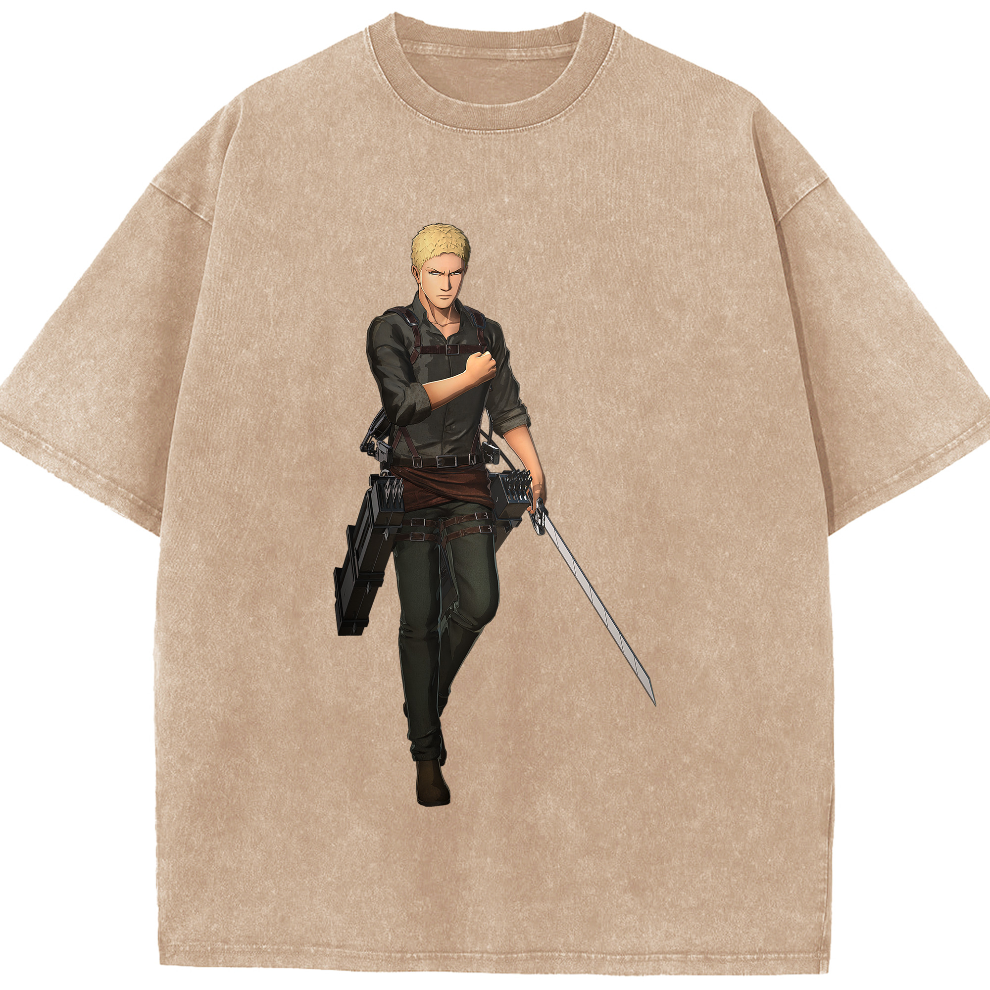 （画像用） 進撃の巨人 ライナー・ブラウン Attack on Titan Reiner Braun 綿100% ヴィンテージ風 半袖Tシャツ（フロントプリント）