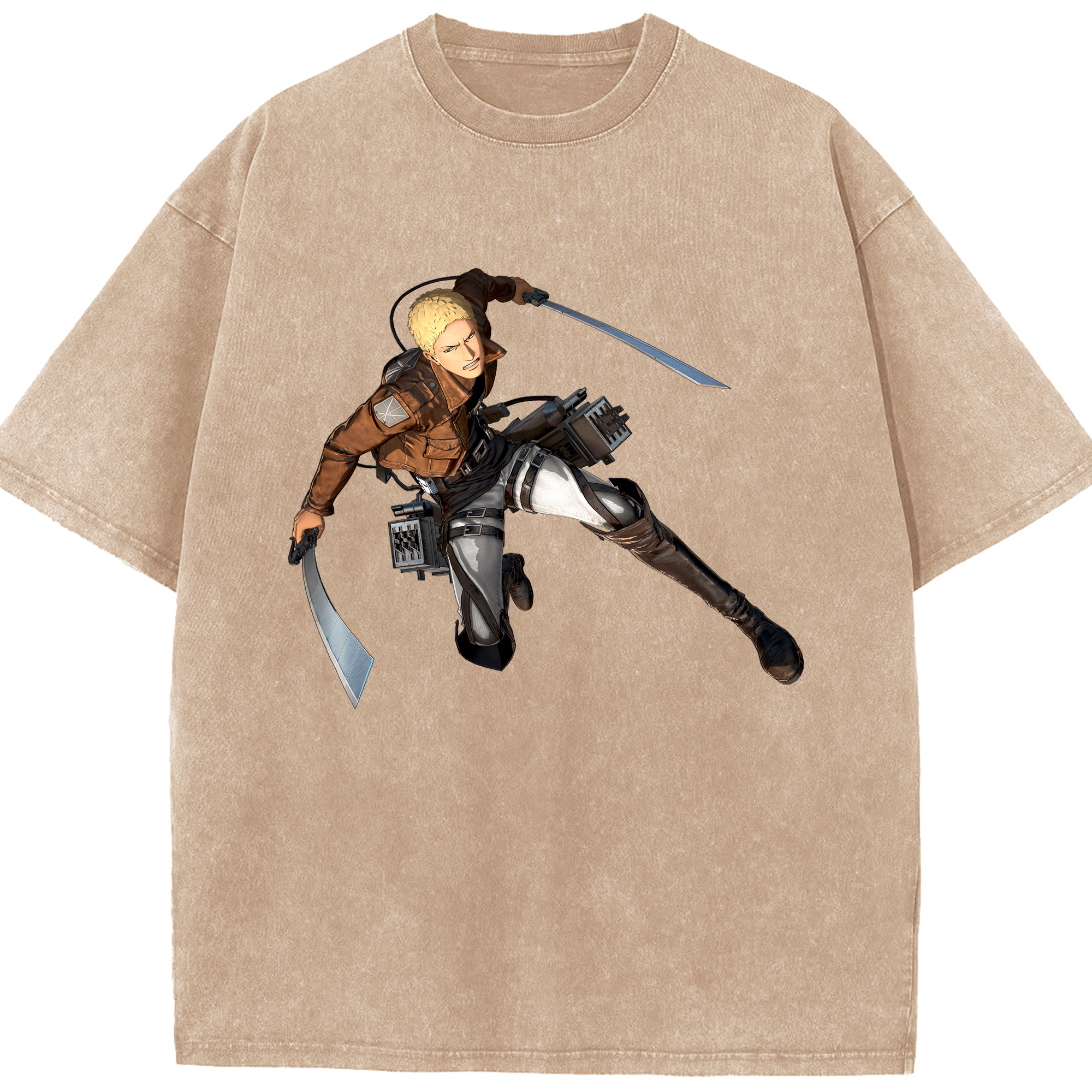 （画像用） 進撃の巨人 ライナー・ブラウン Attack on Titan Reiner Braun 綿100% ヴィンテージ風 半袖Tシャツ（フロントプリント）