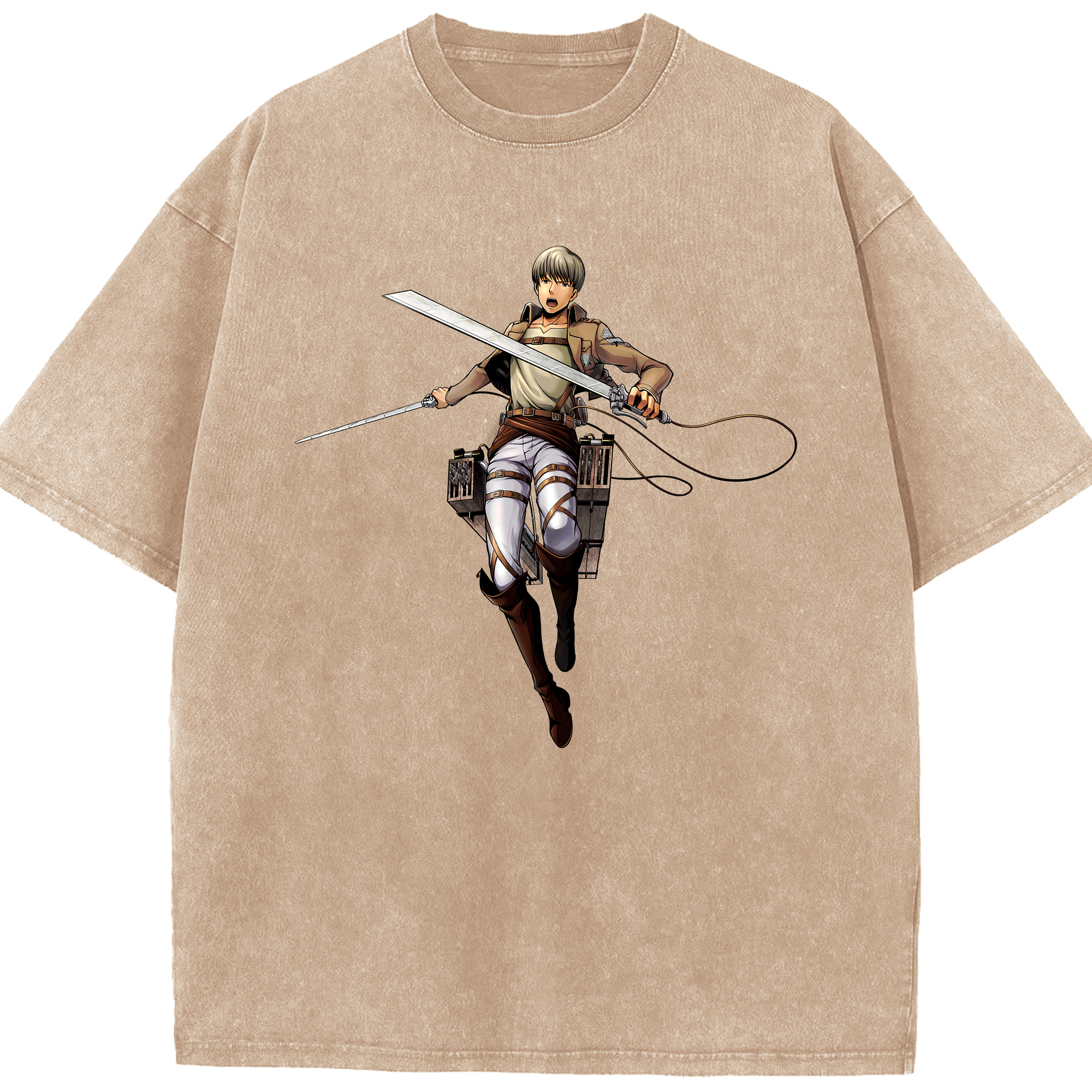 （画像用） 進撃の巨人 Attack on Titan 綿100% ヴィンテージ風 半袖Tシャツ（フロントプリント）