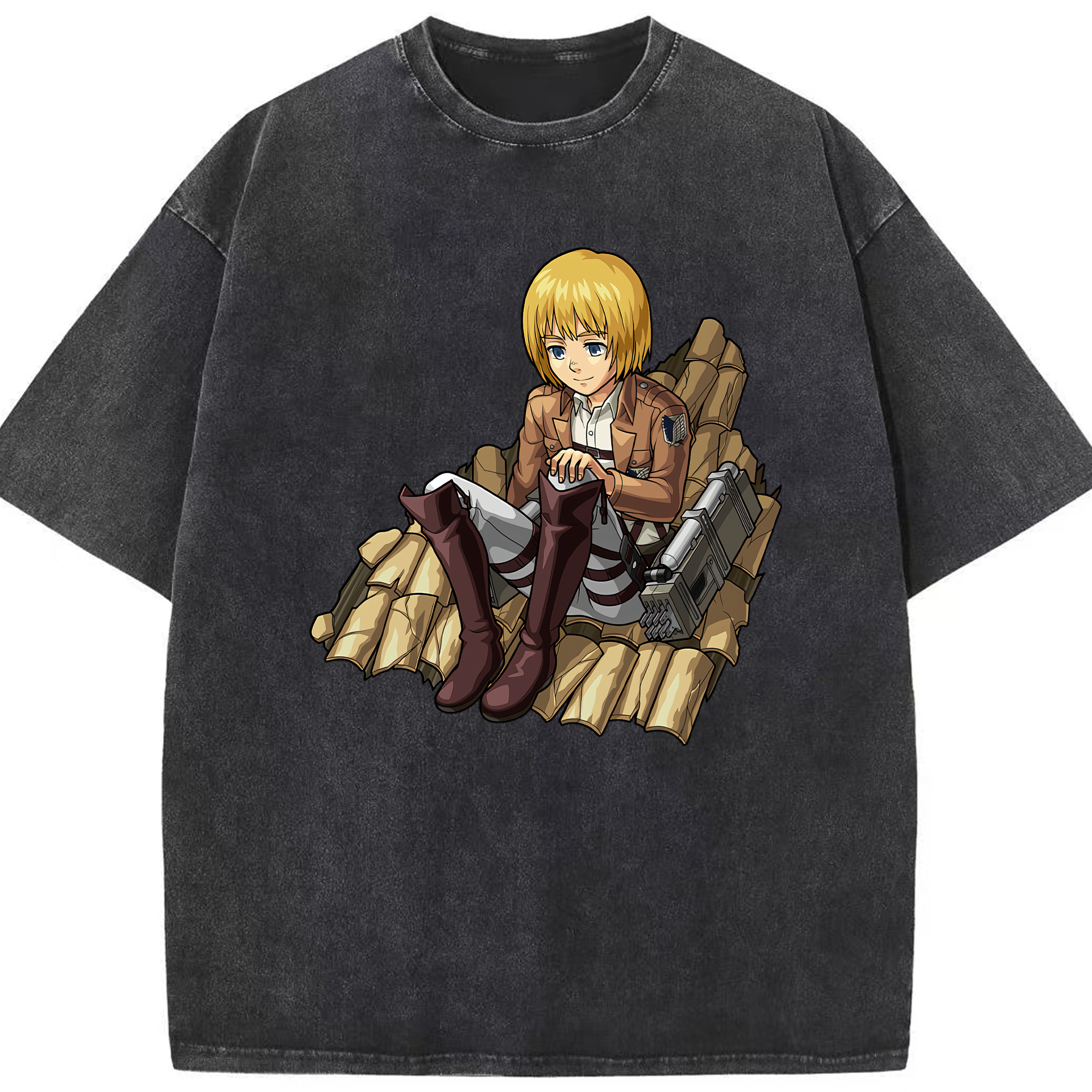 （画像用） 進撃の巨人 アルミン·アルレルト Attack on Titan Armin Arlert 綿100% ヴィンテージ風 半袖Tシャツ（フロントプリント）