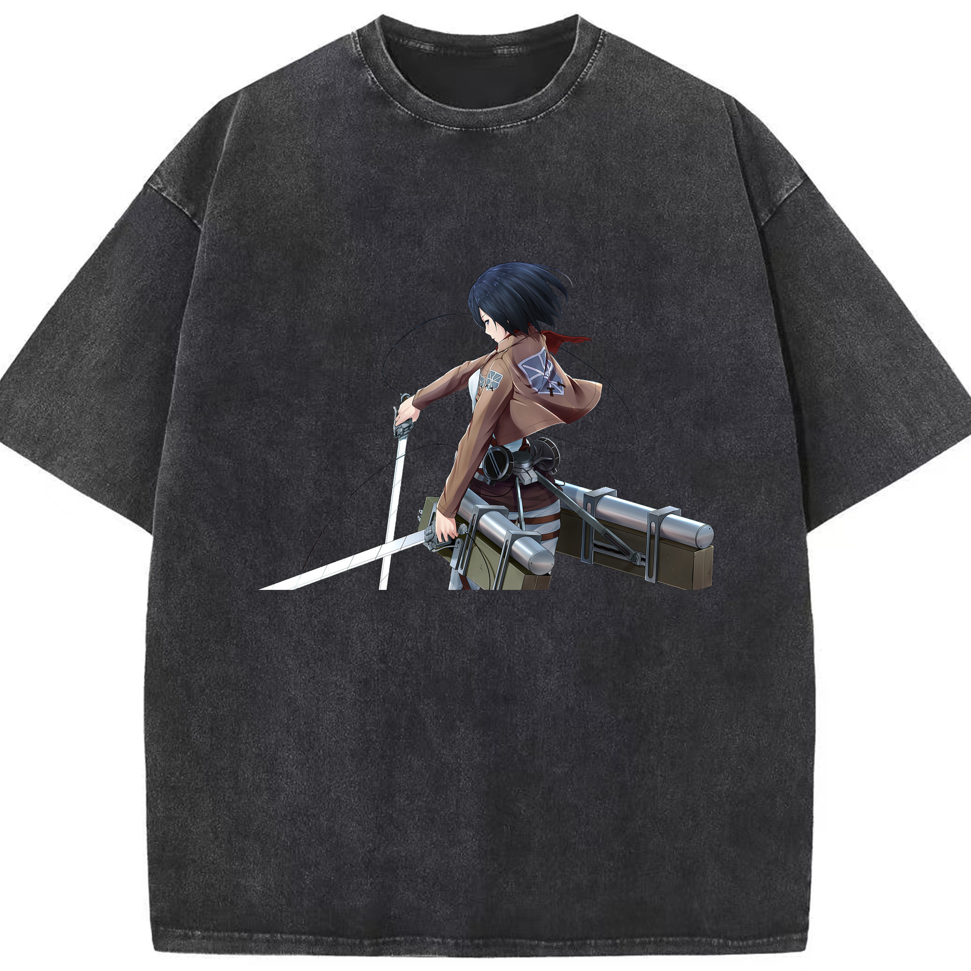 （画像用） 進撃の巨人 ミカサ·アッカーマン Attack on Titan Mikasa Ackerman 綿100% ヴィンテージ風 半袖Tシャツ（フロントプリント）