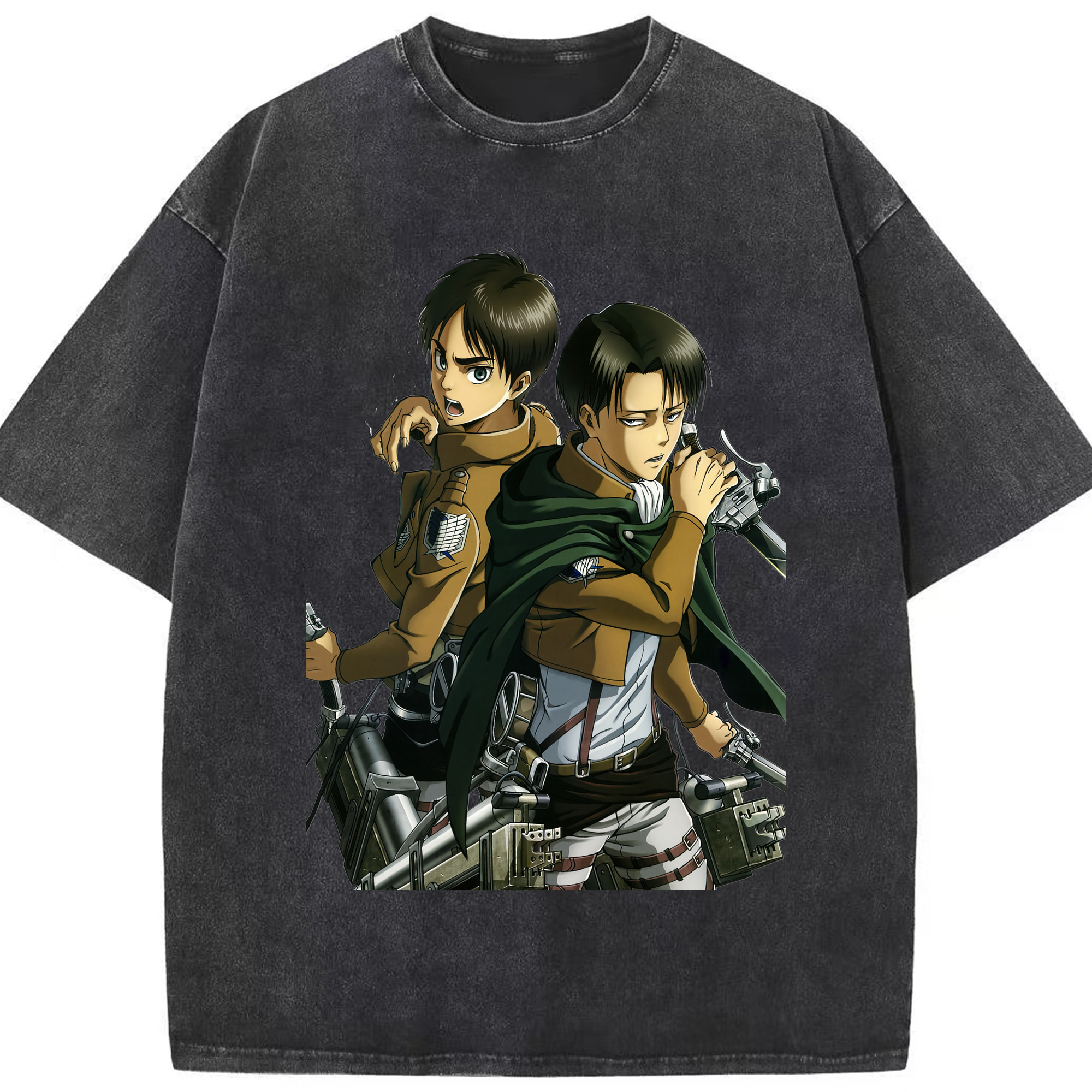 （画像用） 進撃の巨人 リヴァイ·アッカーマン Attack on Titan Levi Ackerman 綿100% ヴィンテージ風 半袖Tシャツ（フロントプリント）