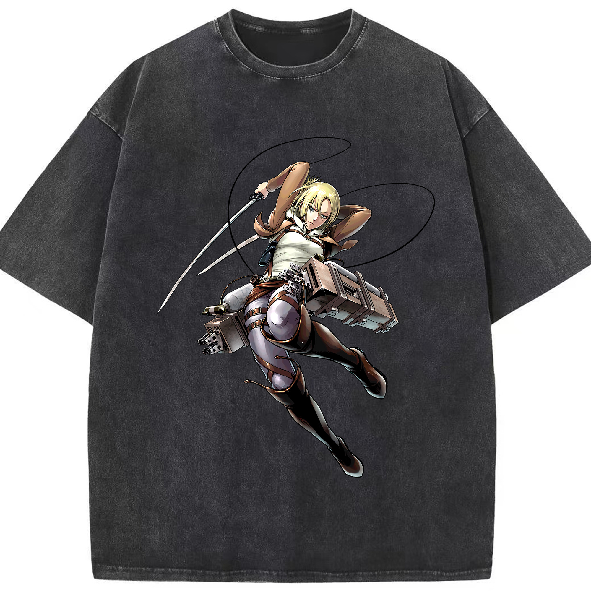 （画像用） 進撃の巨人 アニ・レオンハート Attack on Titan Annie Leonhart 綿100% ヴィンテージ風 半袖Tシャツ（フロントプリント）