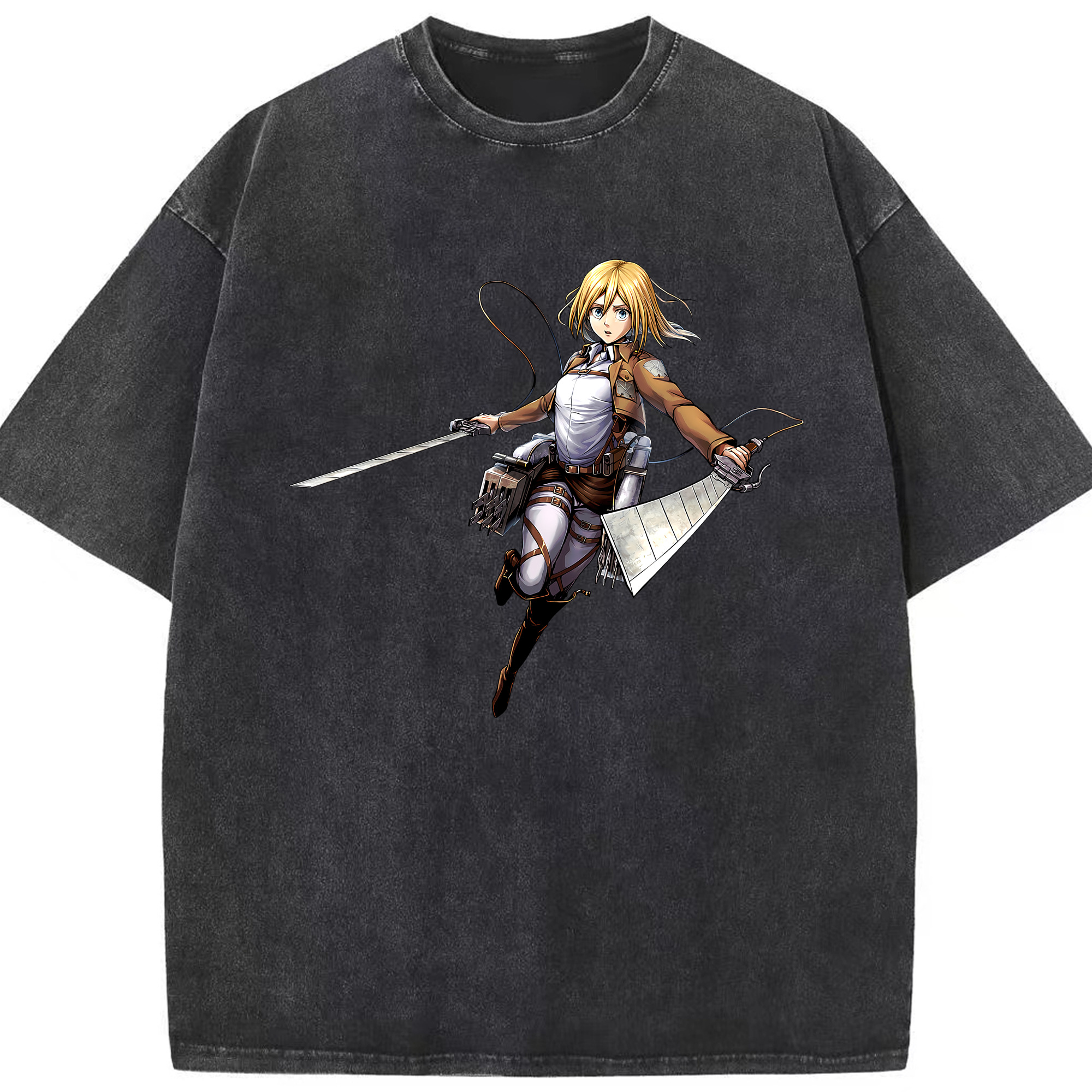 （画像用） 進撃の巨人 クリスタ·レンズ Attack on Titan Christa Lenz 綿100% ヴィンテージ風 半袖Tシャツ（フロントプリント）