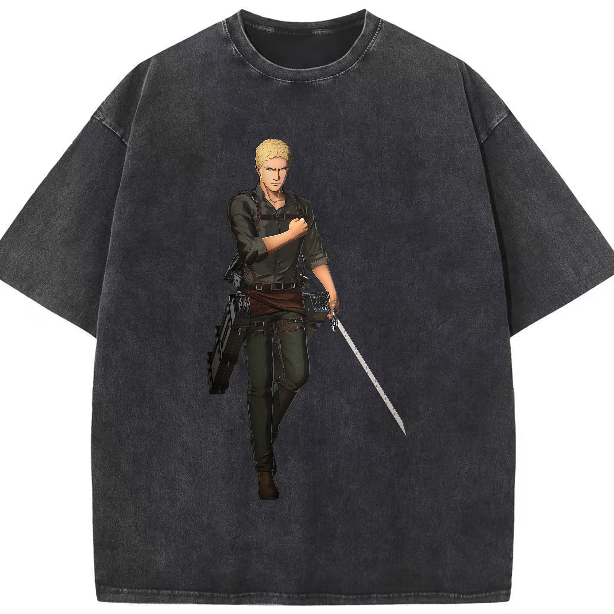 （画像用） 進撃の巨人 ライナー・ブラウン Attack on Titan Reiner Braun 綿100% ヴィンテージ風 半袖Tシャツ（フロントプリント）