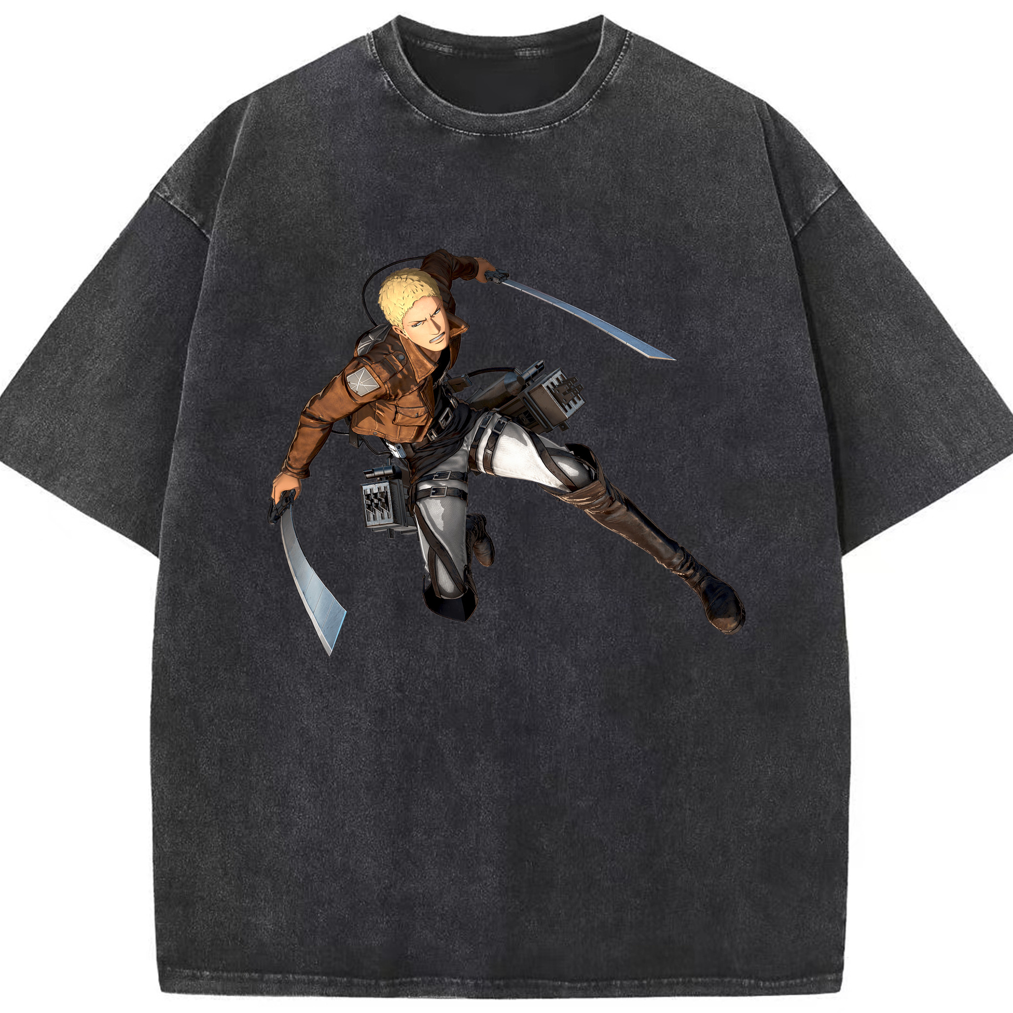 （画像用） 進撃の巨人 ライナー・ブラウン Attack on Titan Reiner Braun 綿100% ヴィンテージ風 半袖Tシャツ（フロントプリント）