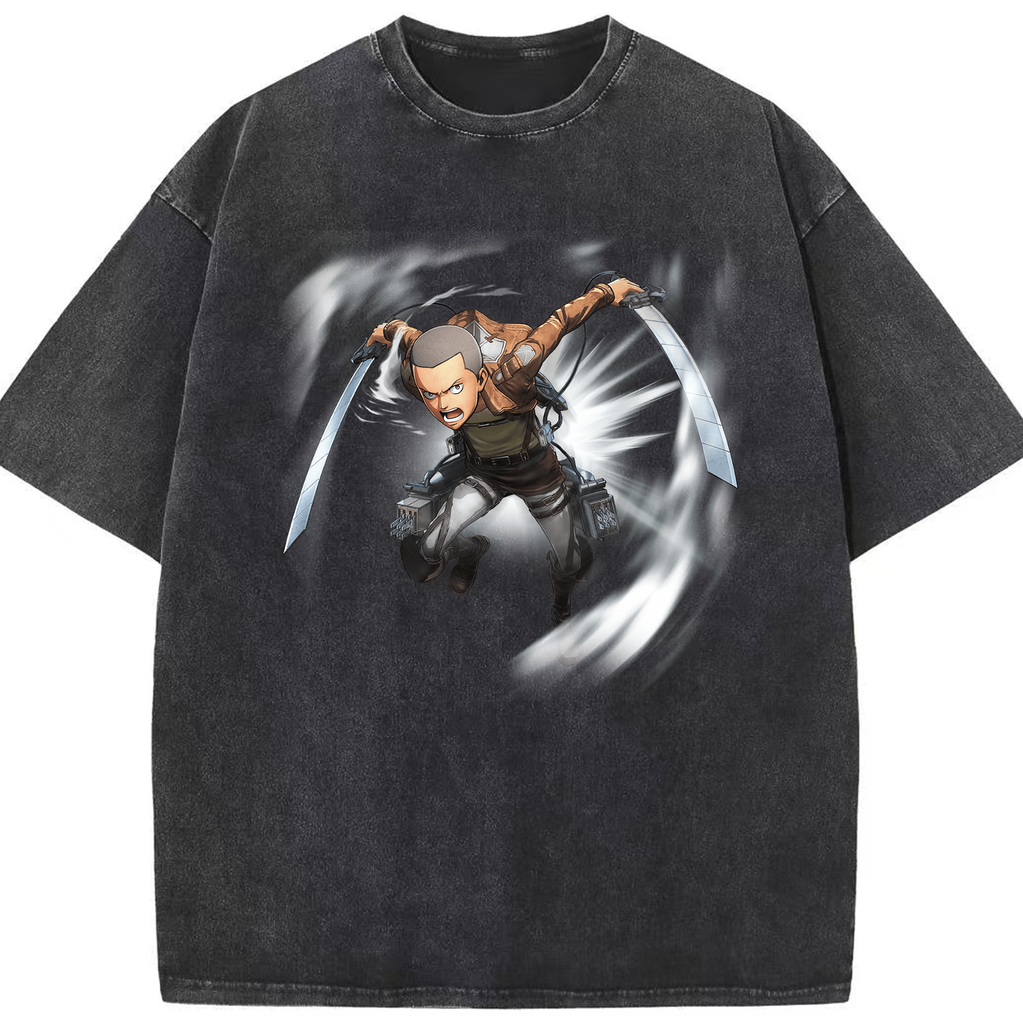 （画像用） 進撃の巨人 コニー·スプリンガー Attack on Titan Connie Springer 綿100% ヴィンテージ風 半袖Tシャツ（フロントプリント）