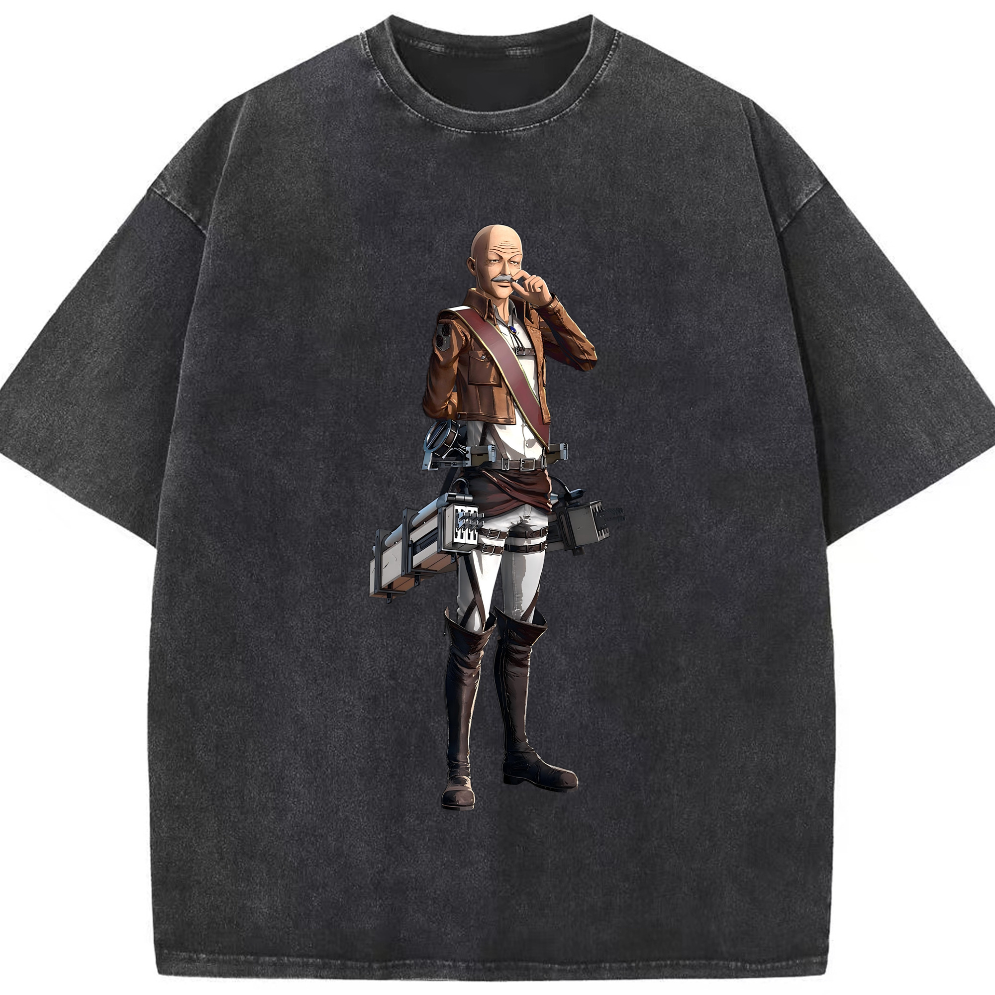 （画像用） 進撃の巨人 ドット·ピクシス Attack on Titan Dot Pixis 綿100% ヴィンテージ風 半袖Tシャツ（フロントプリント）