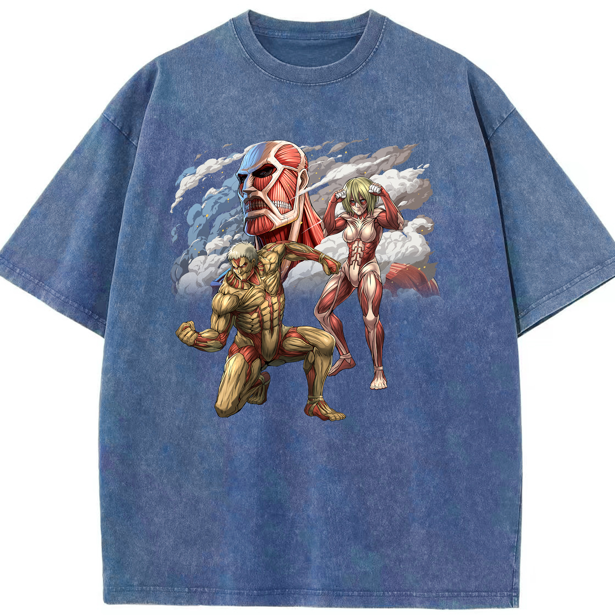 （画像用） 進撃の巨人 Attack on Titan 綿100% ヴィンテージ風 半袖Tシャツ（フロントプリント）