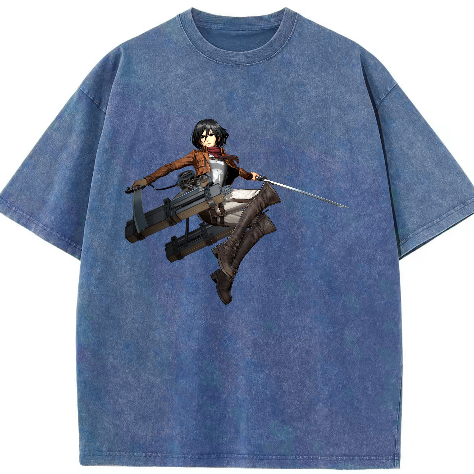 （画像用） 進撃の巨人 ミカサ·アッカーマン Attack on Titan Mikasa Ackerman 綿100% ヴィンテージ風 半袖Tシャツ（フロントプリント）
