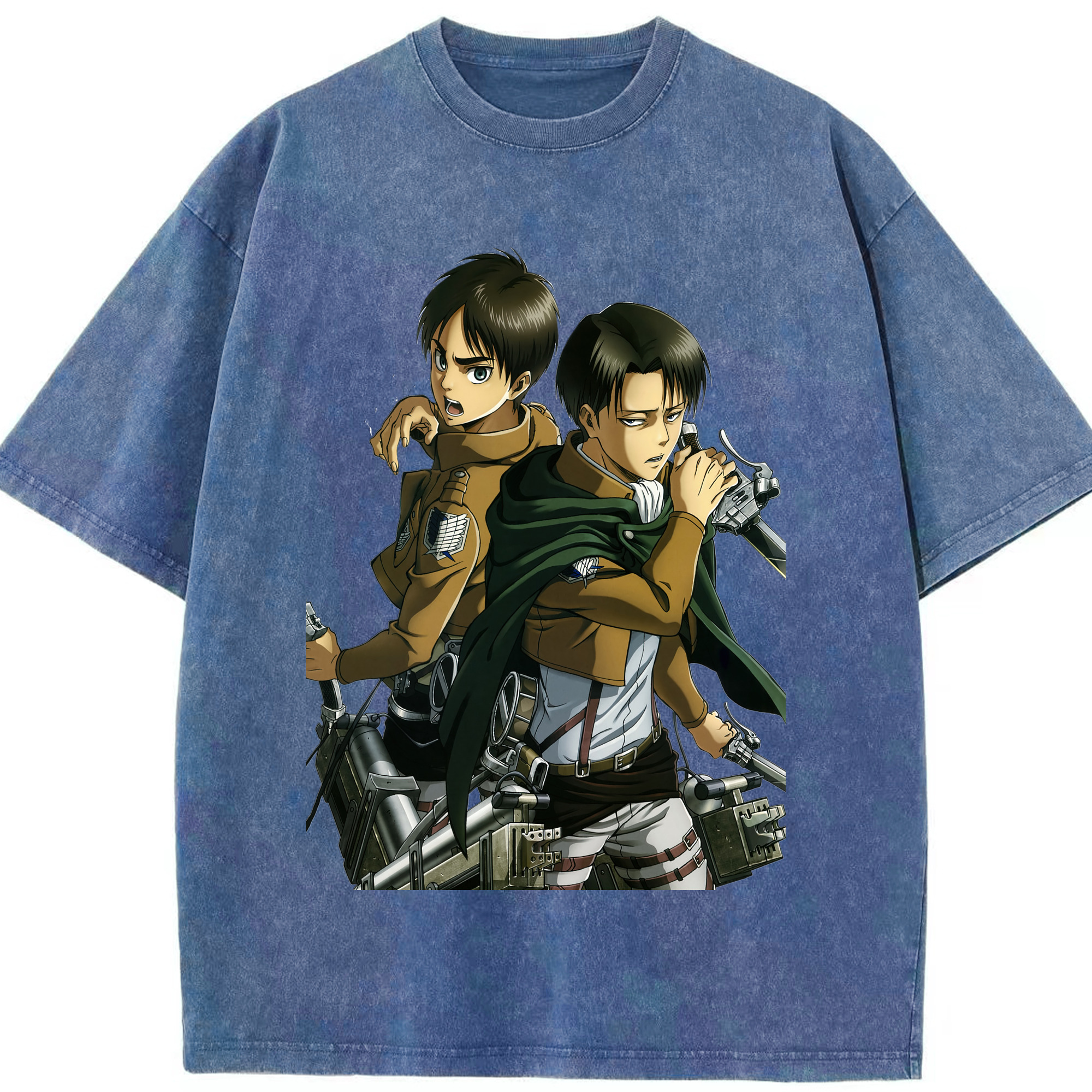 （画像用） 進撃の巨人 リヴァイ·アッカーマン Attack on Titan Levi Ackerman 綿100% ヴィンテージ風 半袖Tシャツ（フロントプリント）