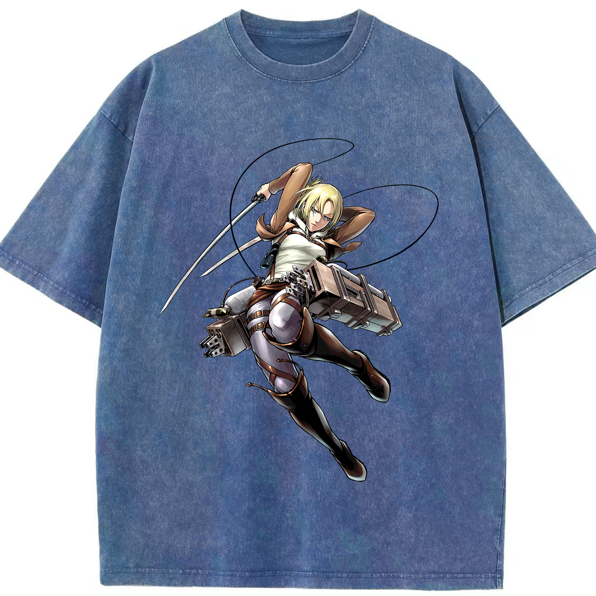 （画像用） 進撃の巨人 アニ・レオンハート Attack on Titan Annie Leonhart 綿100% ヴィンテージ風 半袖Tシャツ（フロントプリント）