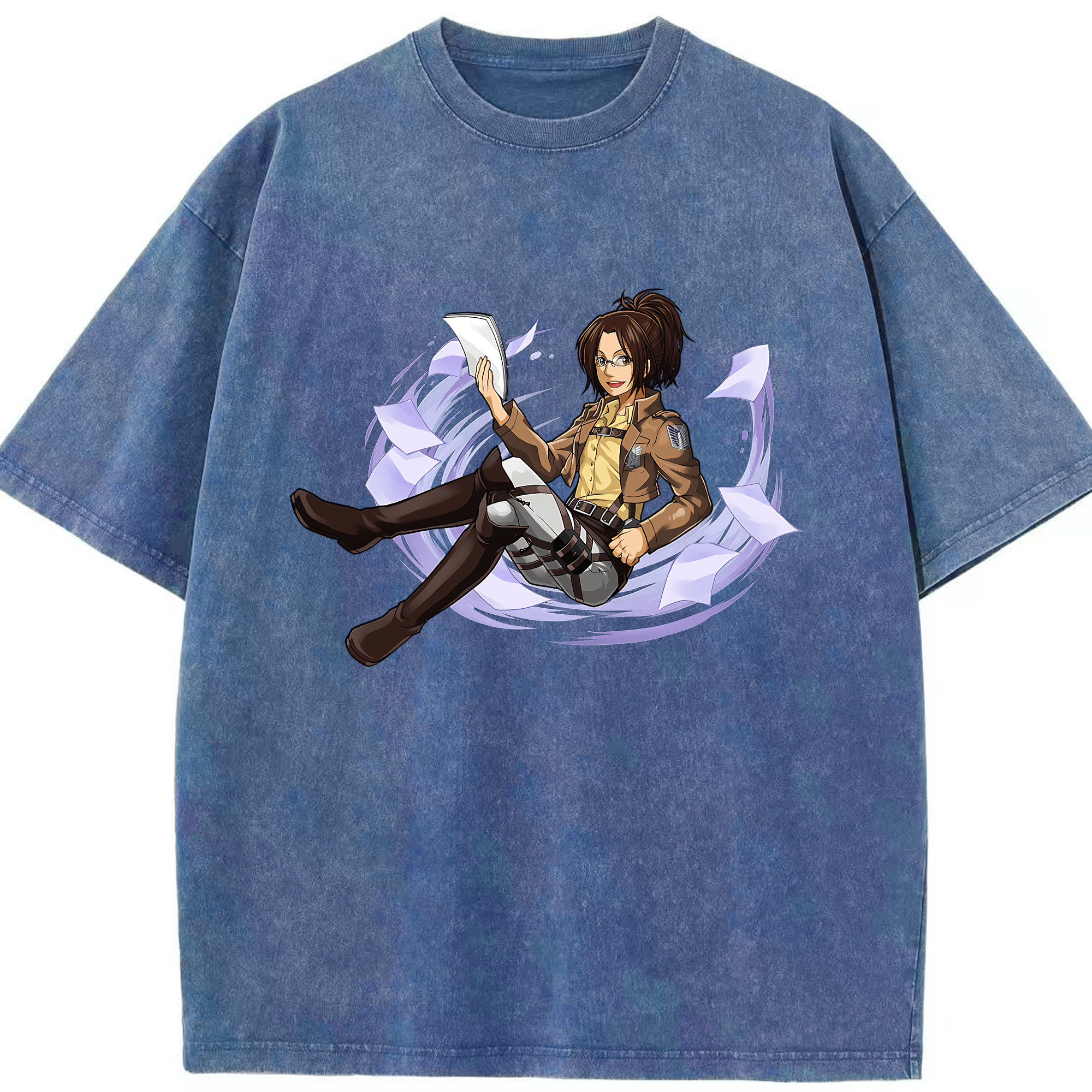 （画像用） 進撃の巨人 ハンジ·ゾエ Attack on Titan Hanji Zoe 綿100% ヴィンテージ風 半袖Tシャツ（フロントプリント）