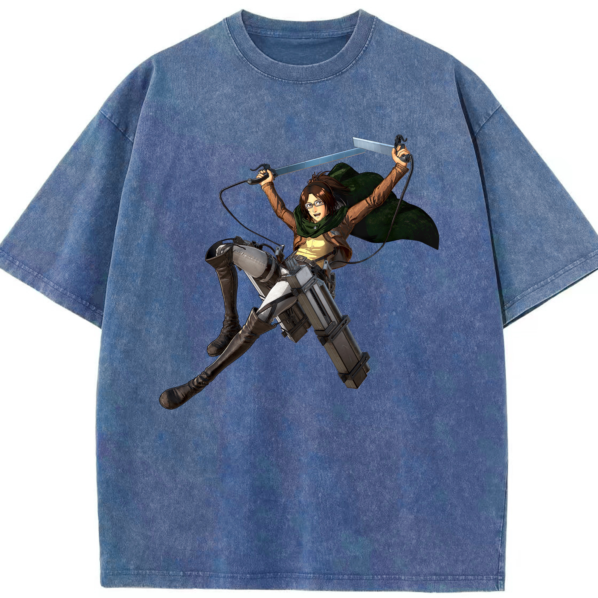 （画像用） 進撃の巨人 ハンジ·ゾエ Attack on Titan Hanji Zoe 綿100% ヴィンテージ風 半袖Tシャツ（フロントプリント）