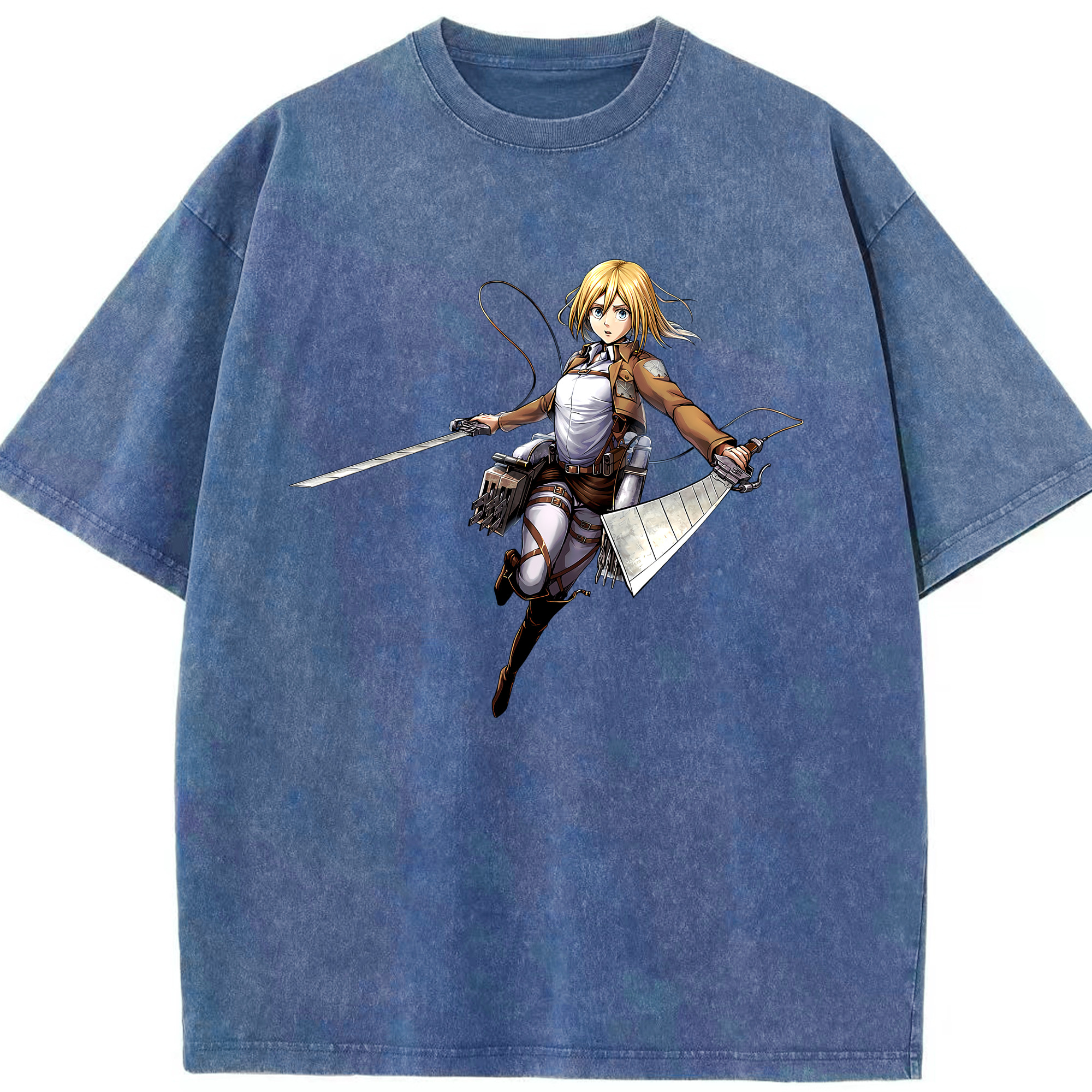 （画像用） 進撃の巨人 クリスタ·レンズ Attack on Titan Christa Lenz 綿100% ヴィンテージ風 半袖Tシャツ（フロントプリント）