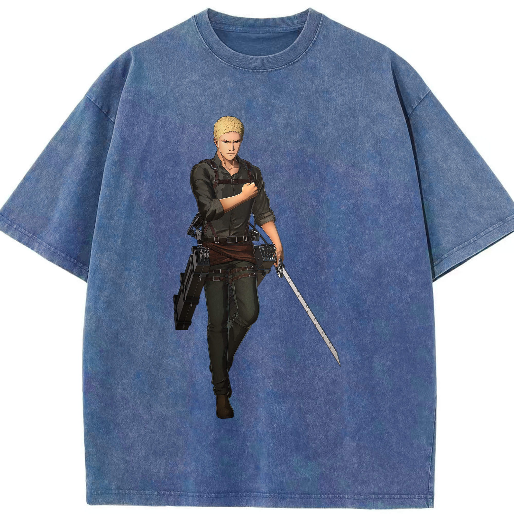 （画像用） 進撃の巨人 ライナー・ブラウン Attack on Titan Reiner Braun 綿100% ヴィンテージ風 半袖Tシャツ（フロントプリント）