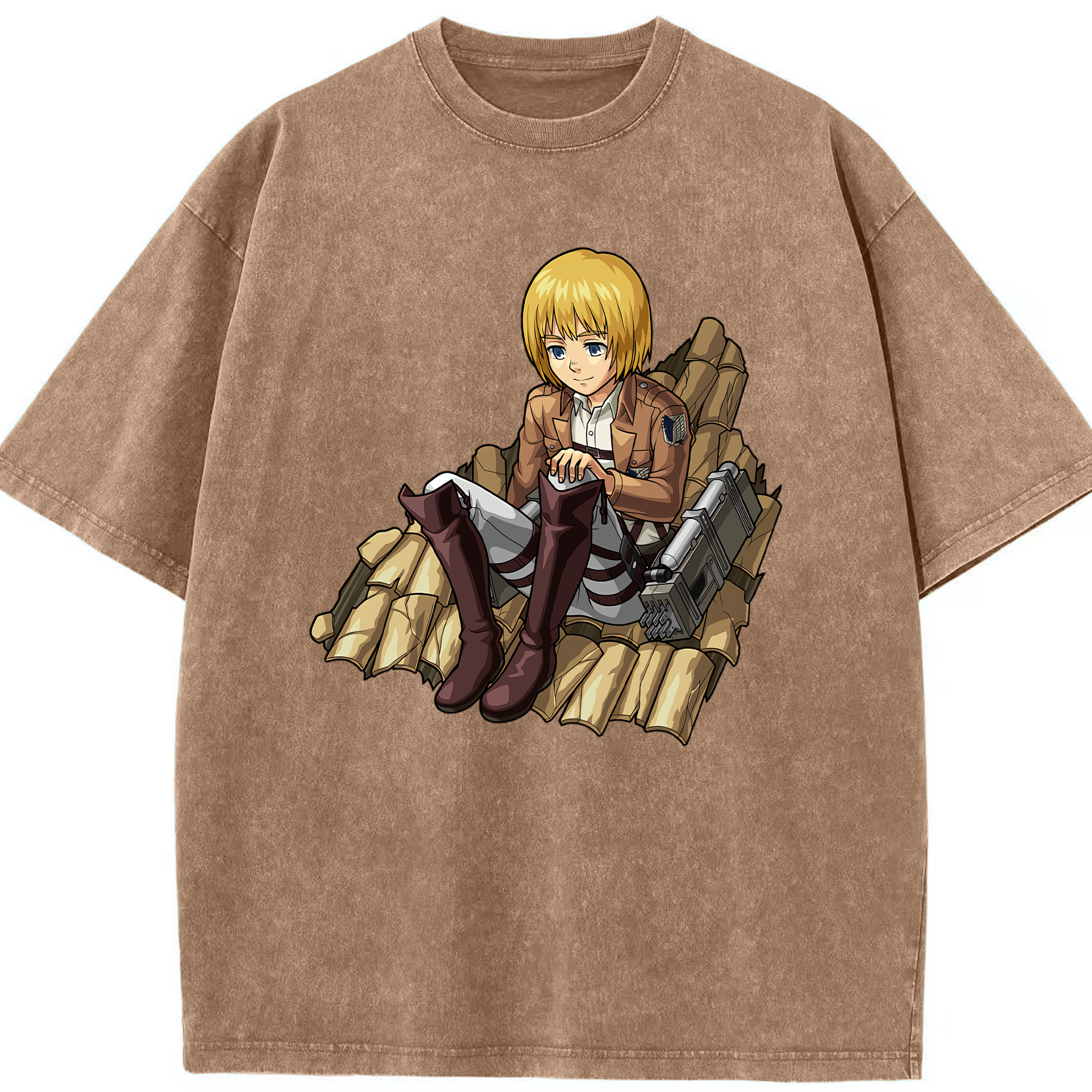 （画像用） 進撃の巨人 アルミン·アルレルト Attack on Titan Armin Arlert 綿100% ヴィンテージ風 半袖Tシャツ（フロントプリント）