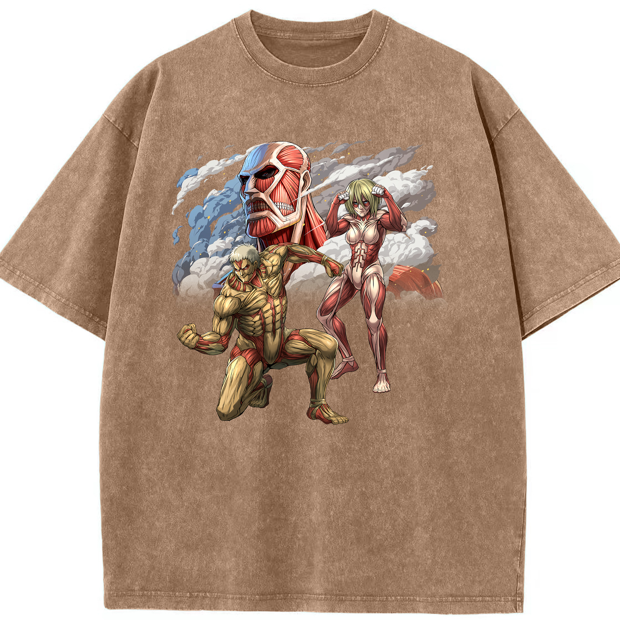 （画像用） 進撃の巨人 Attack on Titan 綿100% ヴィンテージ風 半袖Tシャツ（フロントプリント）
