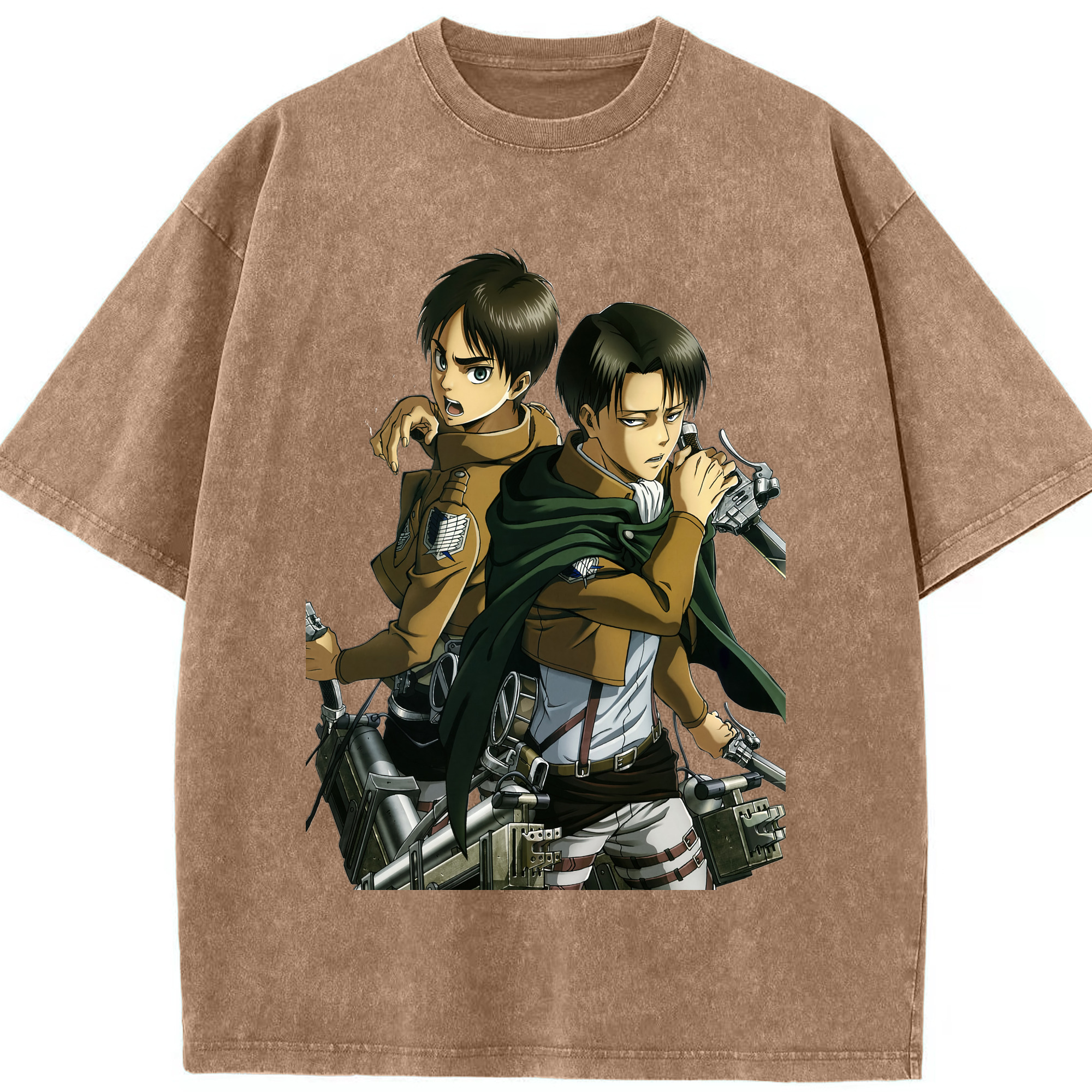 （画像用） 進撃の巨人 リヴァイ·アッカーマン Attack on Titan Levi Ackerman 綿100% ヴィンテージ風 半袖Tシャツ（フロントプリント）