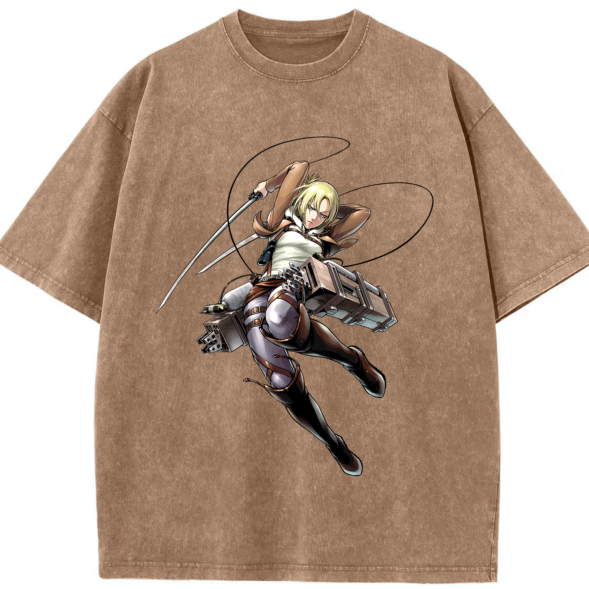 （画像用） 進撃の巨人 アニ・レオンハート Attack on Titan Annie Leonhart 綿100% ヴィンテージ風 半袖Tシャツ（フロントプリント）