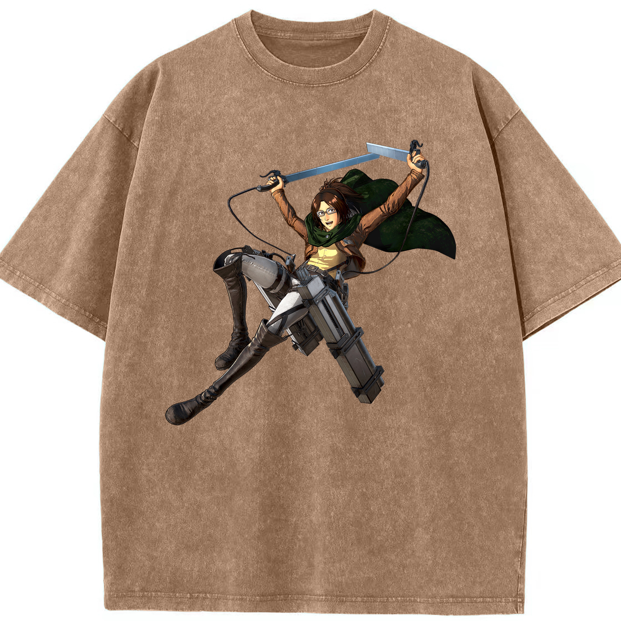 （画像用） 進撃の巨人 ハンジ·ゾエ Attack on Titan Hanji Zoe 綿100% ヴィンテージ風 半袖Tシャツ（フロントプリント）
