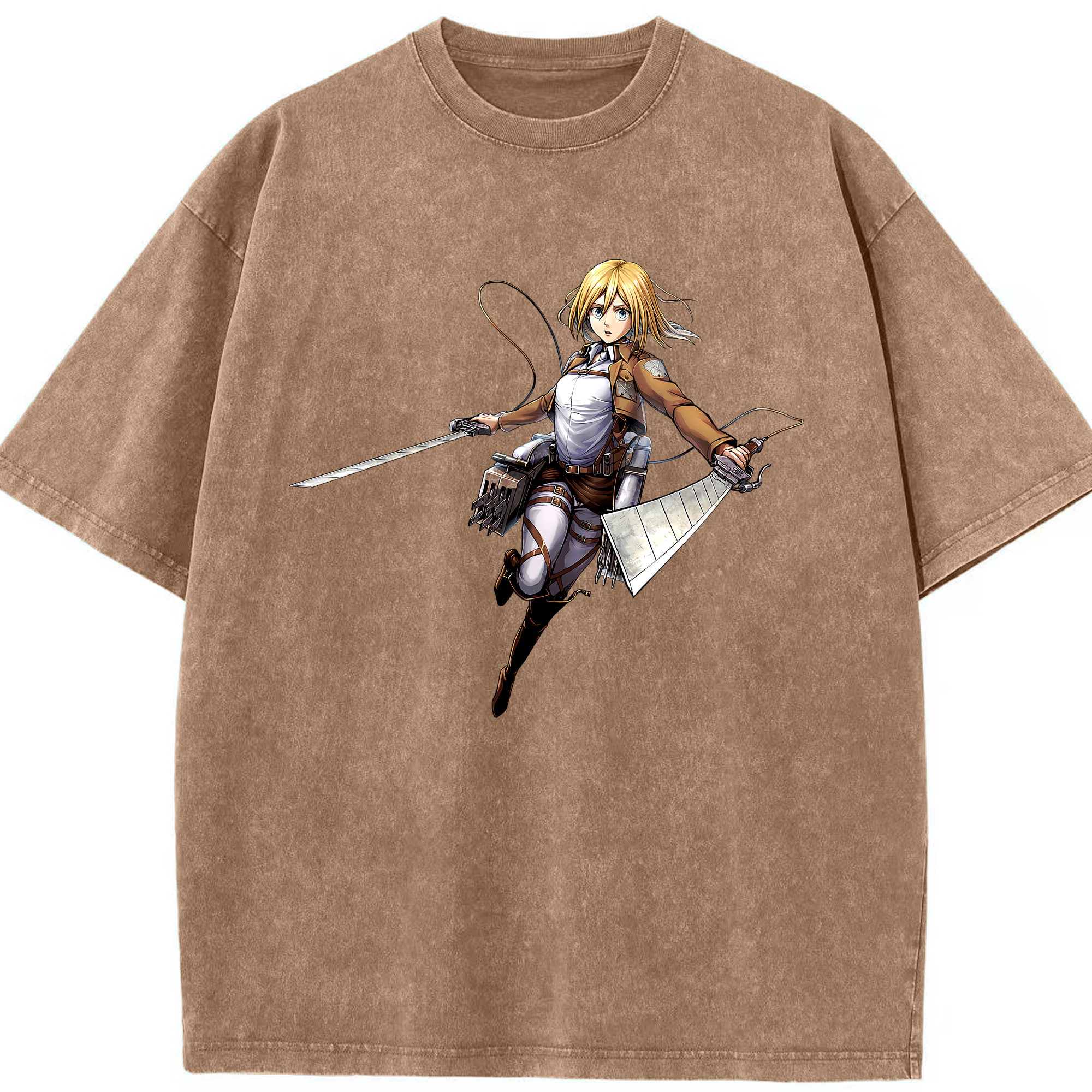 （画像用） 進撃の巨人 クリスタ·レンズ Attack on Titan Christa Lenz 綿100% ヴィンテージ風 半袖Tシャツ（フロントプリント）