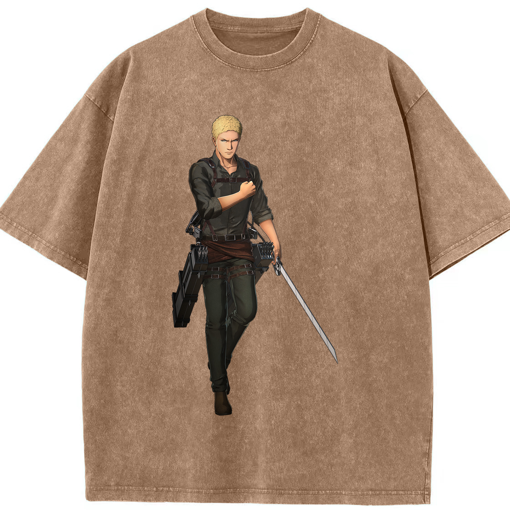 （画像用） 進撃の巨人 ライナー・ブラウン Attack on Titan Reiner Braun 綿100% ヴィンテージ風 半袖Tシャツ（フロントプリント）