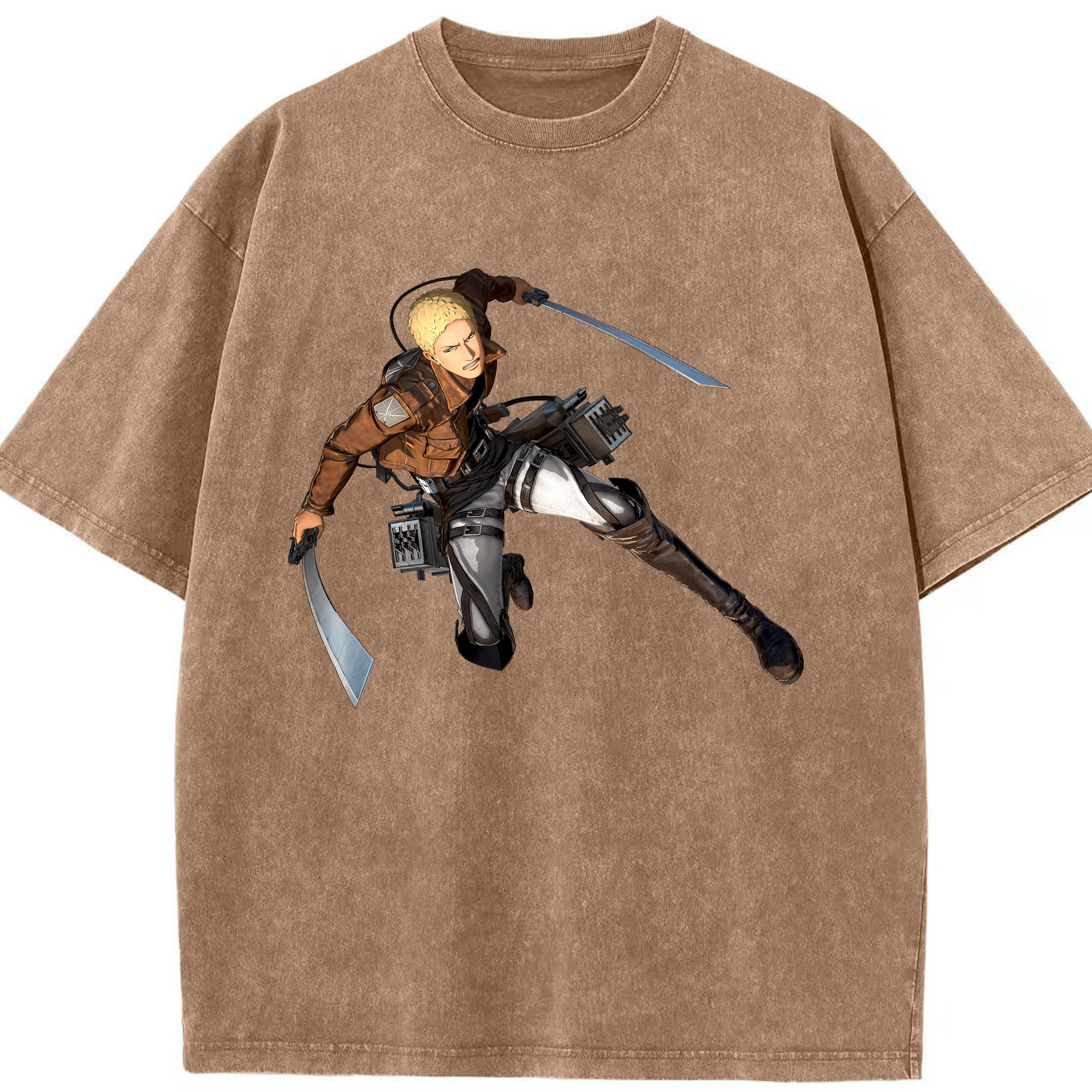（画像用） 進撃の巨人 ライナー・ブラウン Attack on Titan Reiner Braun 綿100% ヴィンテージ風 半袖Tシャツ（フロントプリント）