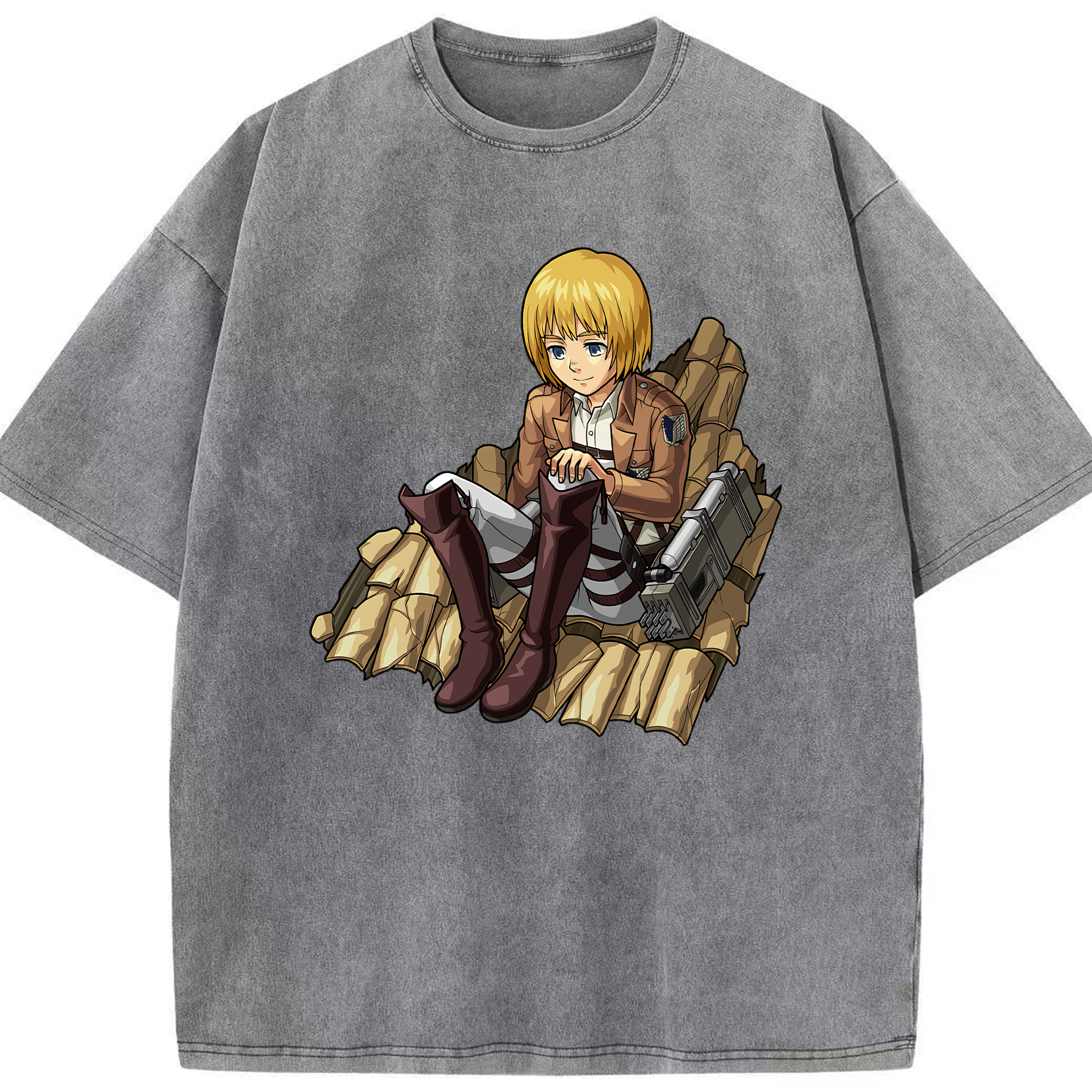 （画像用） 進撃の巨人 アルミン·アルレルト Attack on Titan Armin Arlert 綿100% ヴィンテージ風 半袖Tシャツ（フロントプリント）
