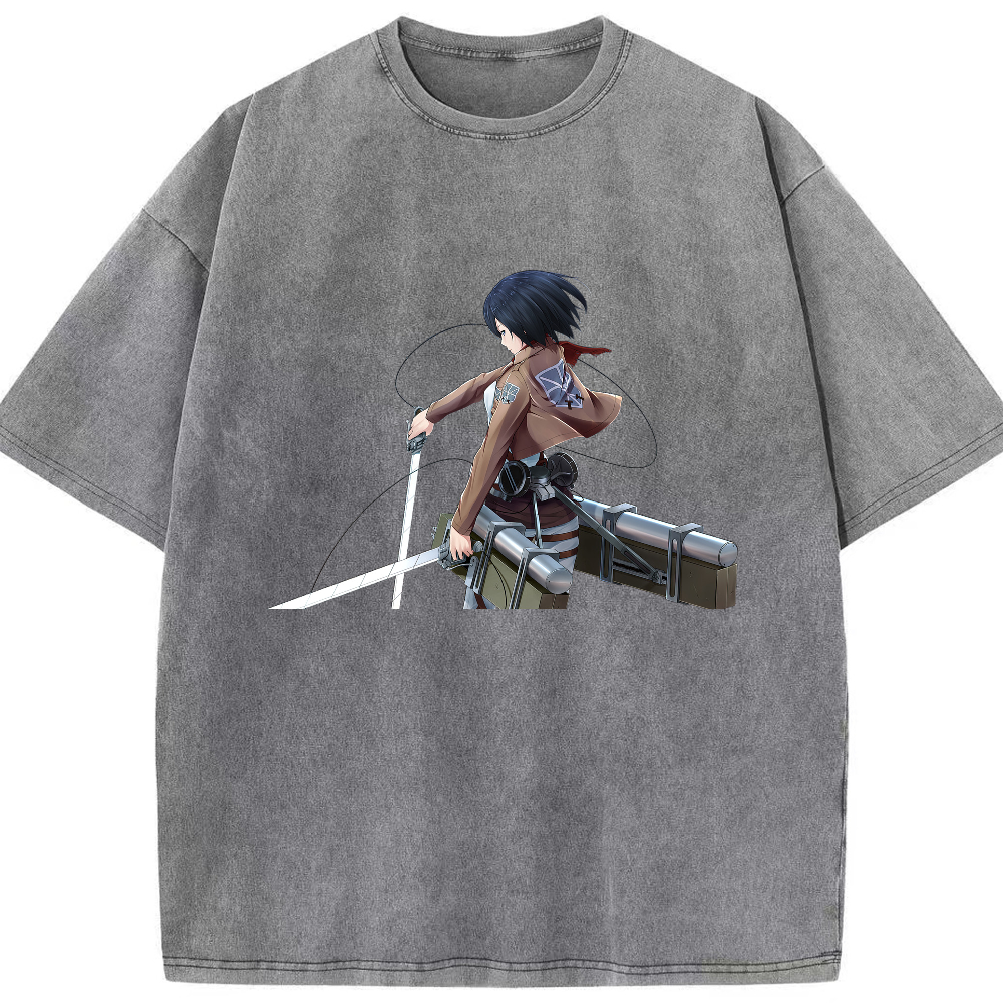 （画像用） 進撃の巨人 ミカサ·アッカーマン Attack on Titan Mikasa Ackerman 綿100% ヴィンテージ風 半袖Tシャツ（フロントプリント）