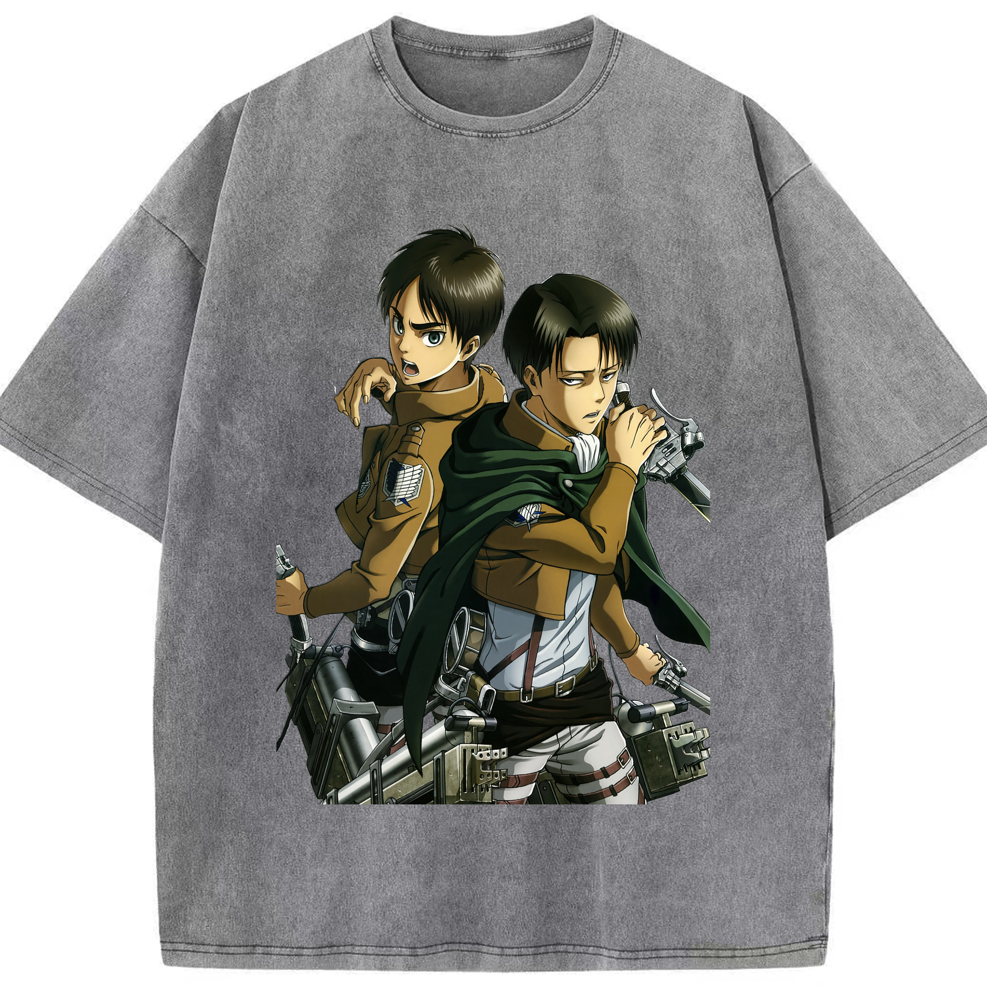 （画像用） 進撃の巨人 リヴァイ·アッカーマン Attack on Titan Levi Ackerman 綿100% ヴィンテージ風 半袖Tシャツ（フロントプリント）