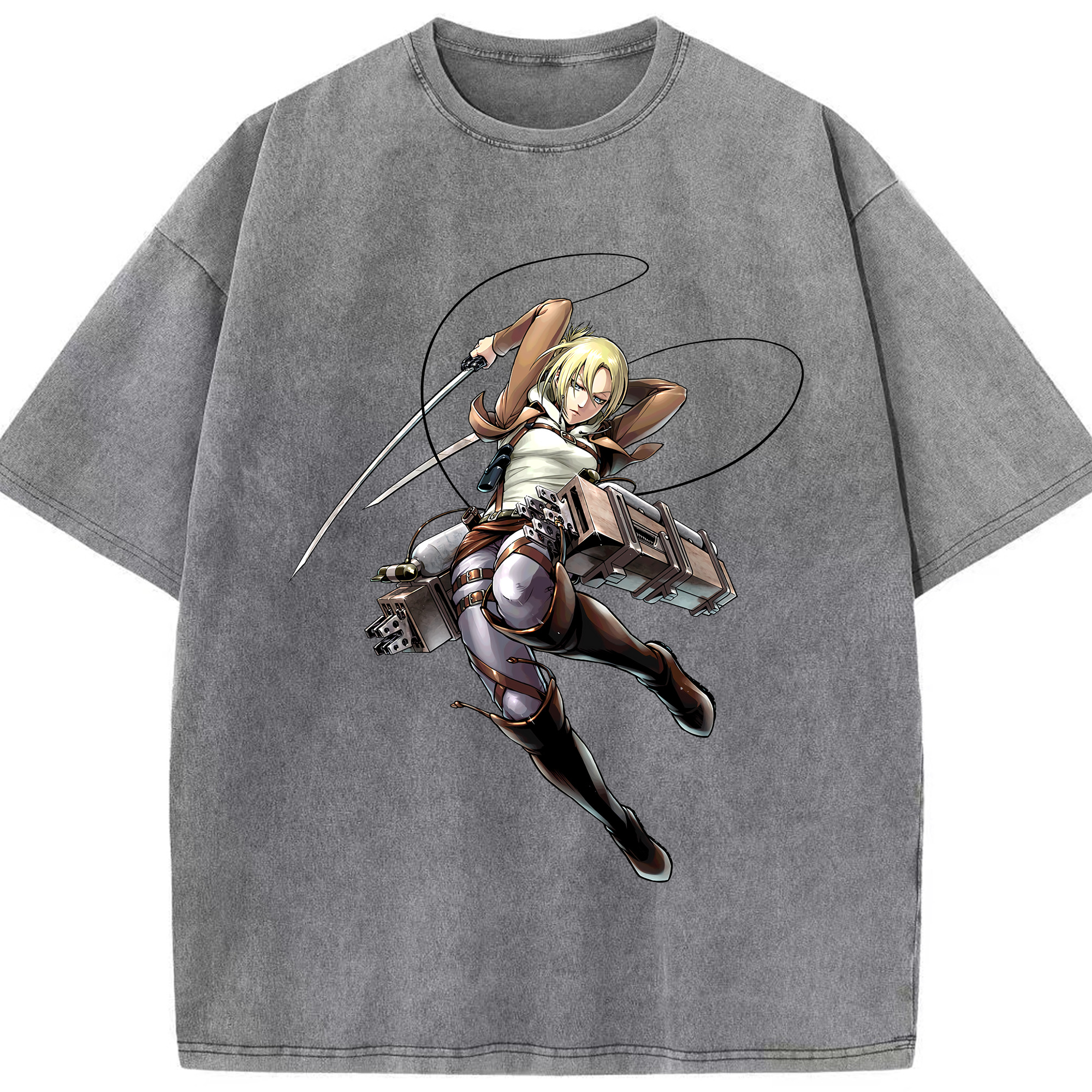 （画像用） 進撃の巨人 アニ・レオンハート Attack on Titan Annie Leonhart 綿100% ヴィンテージ風 半袖Tシャツ（フロントプリント）