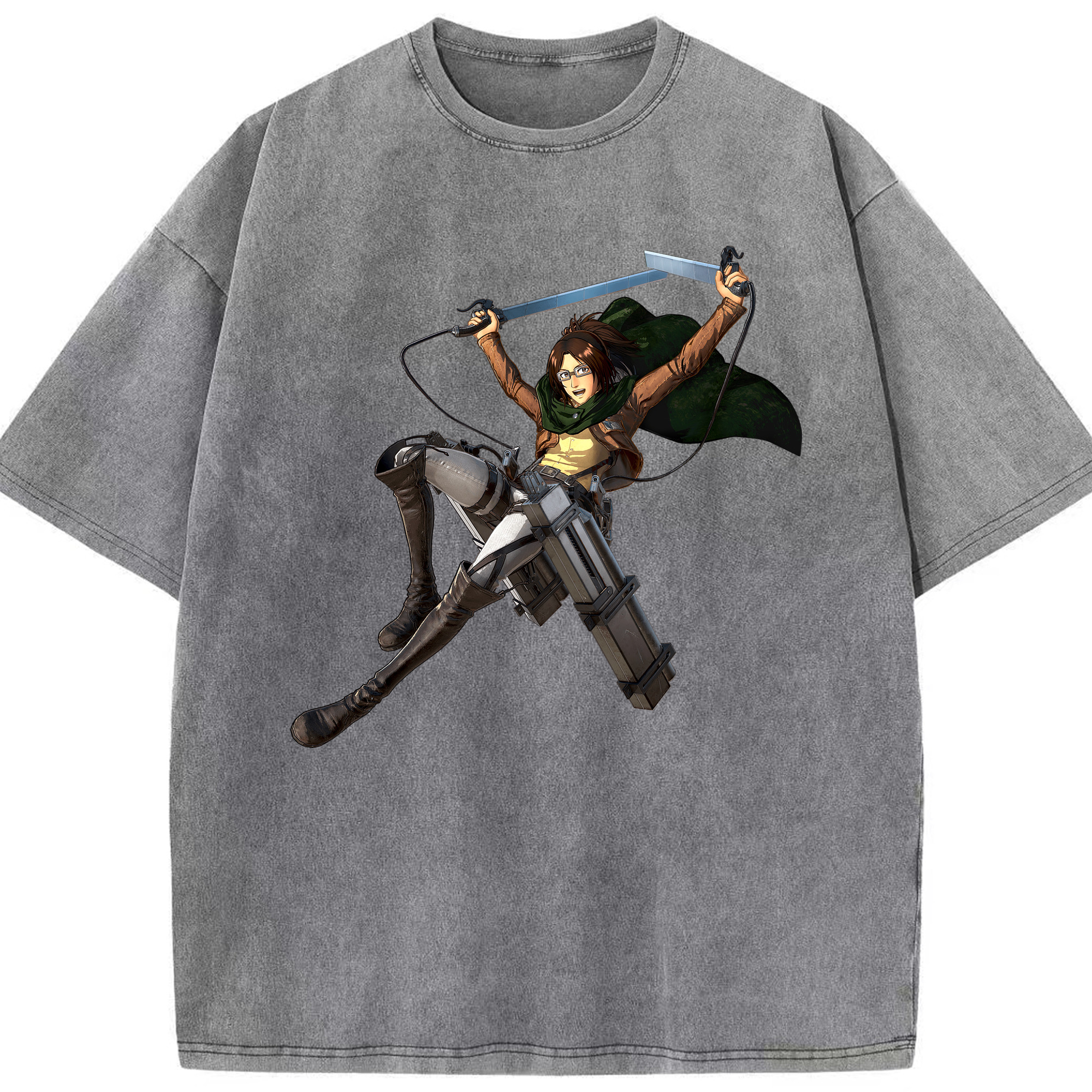 （画像用） 進撃の巨人 ハンジ·ゾエ Attack on Titan Hanji Zoe 綿100% ヴィンテージ風 半袖Tシャツ（フロントプリント）