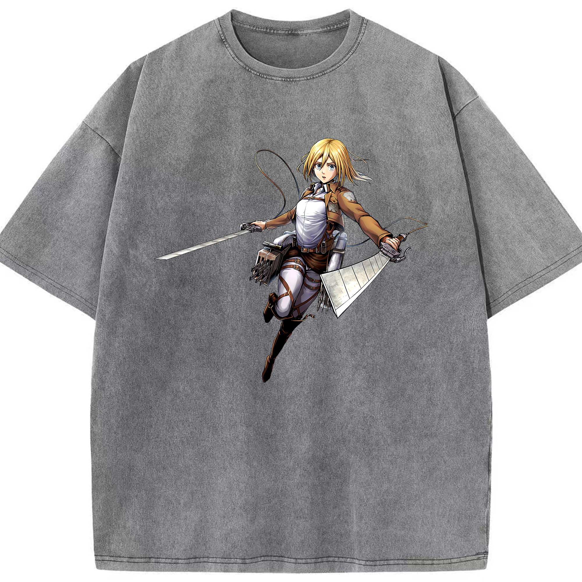 （画像用） 進撃の巨人 クリスタ·レンズ Attack on Titan Christa Lenz 綿100% ヴィンテージ風 半袖Tシャツ（フロントプリント）