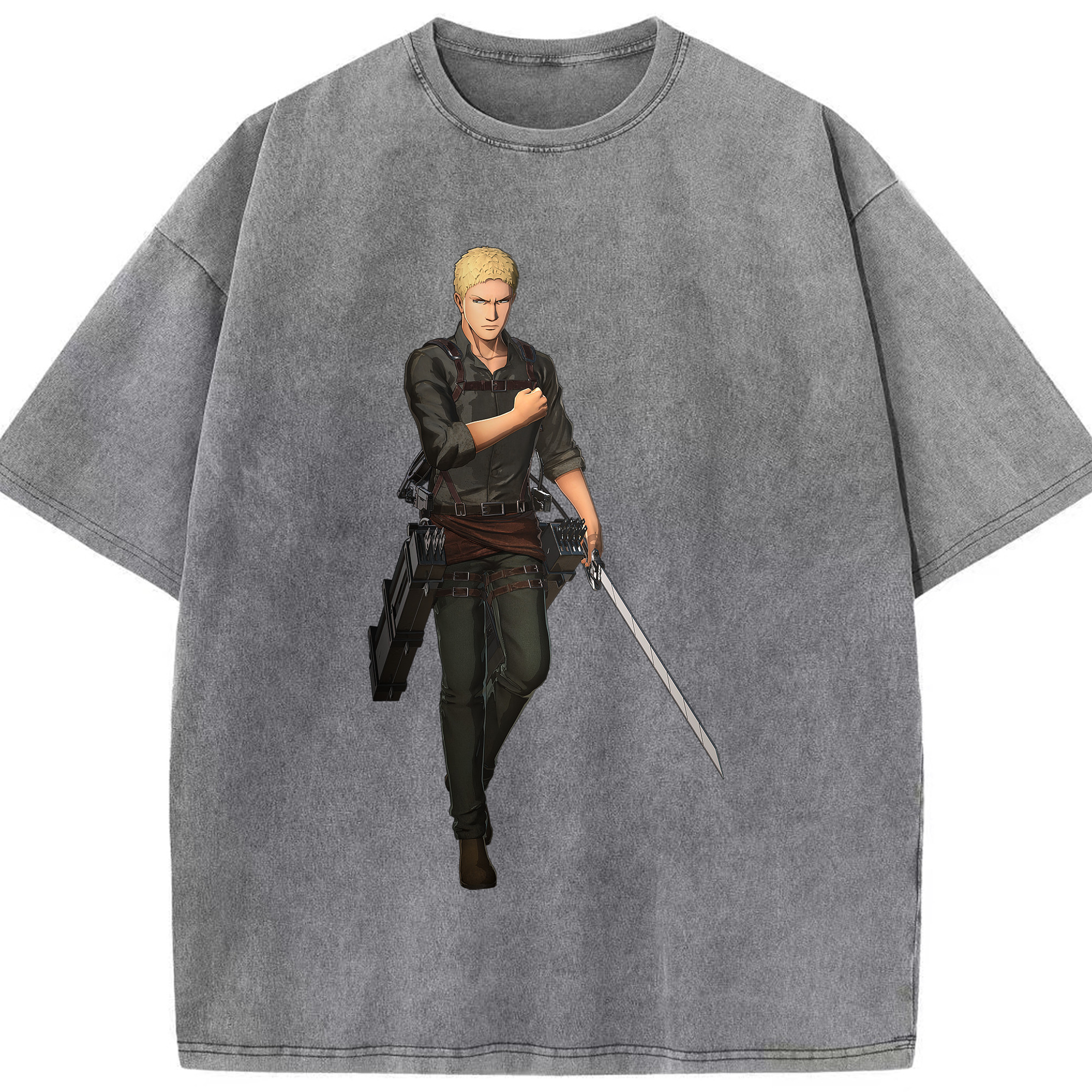 （画像用） 進撃の巨人 ライナー・ブラウン Attack on Titan Reiner Braun 綿100% ヴィンテージ風 半袖Tシャツ（フロントプリント）