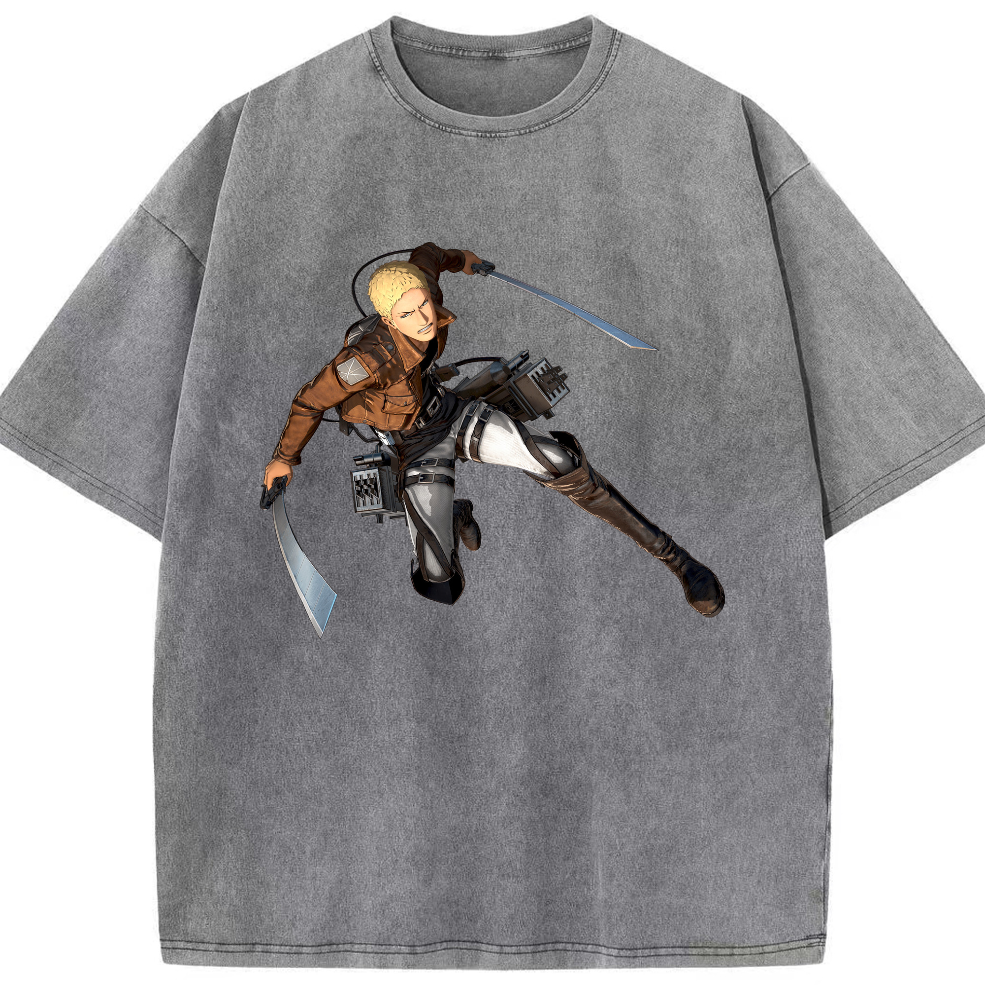 （画像用） 進撃の巨人 ライナー・ブラウン Attack on Titan Reiner Braun 綿100% ヴィンテージ風 半袖Tシャツ（フロントプリント）