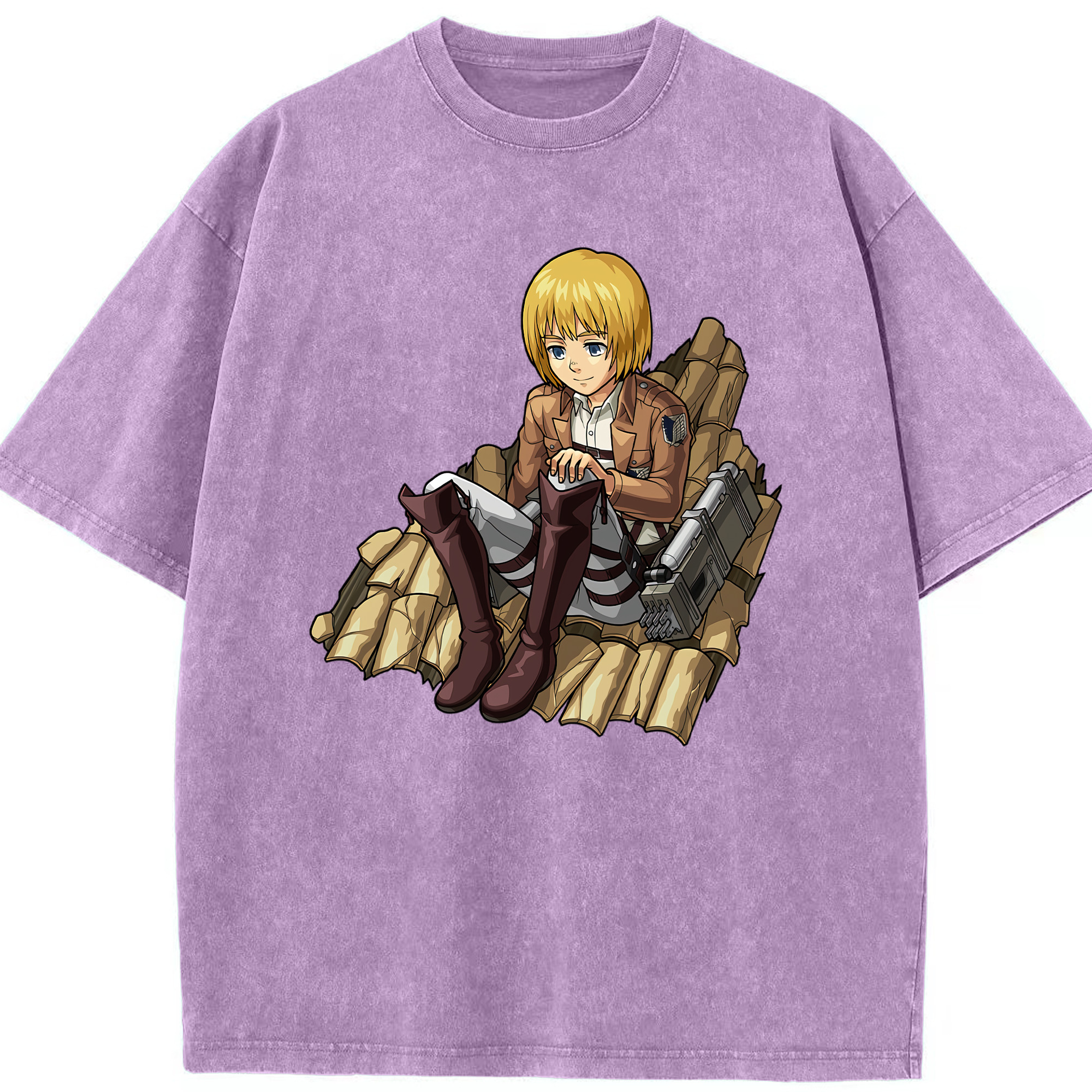 （画像用） 進撃の巨人 アルミン·アルレルト Attack on Titan Armin Arlert 綿100% ヴィンテージ風 半袖Tシャツ（フロントプリント）
