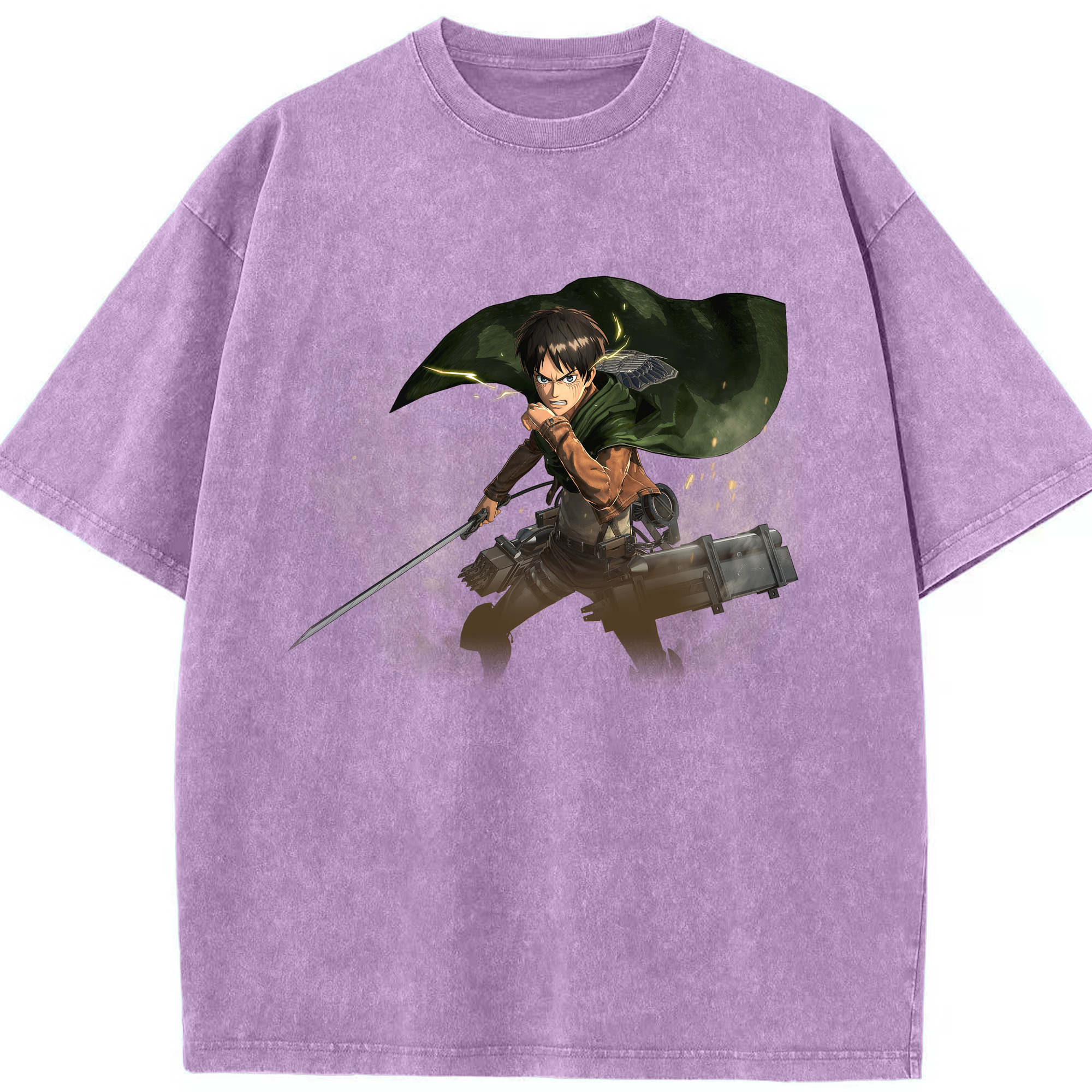 （画像用） 進撃の巨人 エレン･イェーガー Attack on Titan Eren Jäger 綿100% ヴィンテージ風 半袖Tシャツ（フロントプリント）