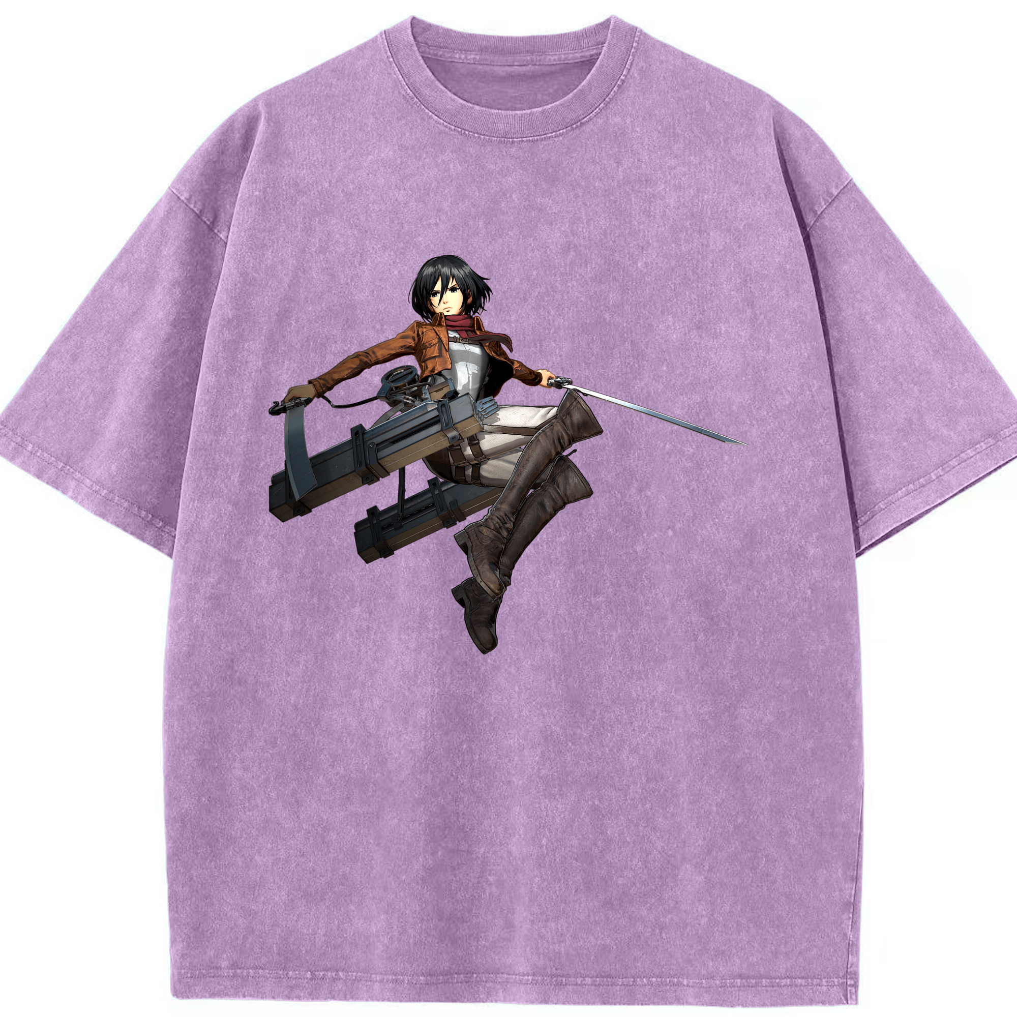 （画像用） 進撃の巨人 ミカサ·アッカーマン Attack on Titan Mikasa Ackerman 綿100% ヴィンテージ風 半袖Tシャツ（フロントプリント）