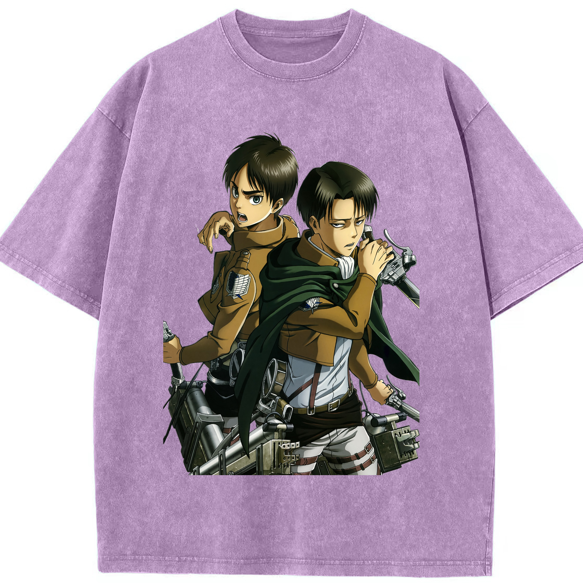 （画像用） 進撃の巨人 リヴァイ·アッカーマン Attack on Titan Levi Ackerman 綿100% ヴィンテージ風 半袖Tシャツ（フロントプリント）