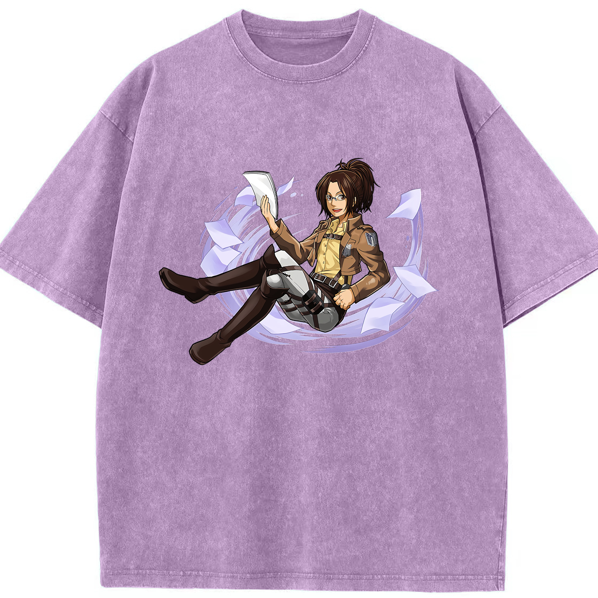 （画像用） 進撃の巨人 ハンジ·ゾエ Attack on Titan Hanji Zoe 綿100% ヴィンテージ風 半袖Tシャツ（フロントプリント）