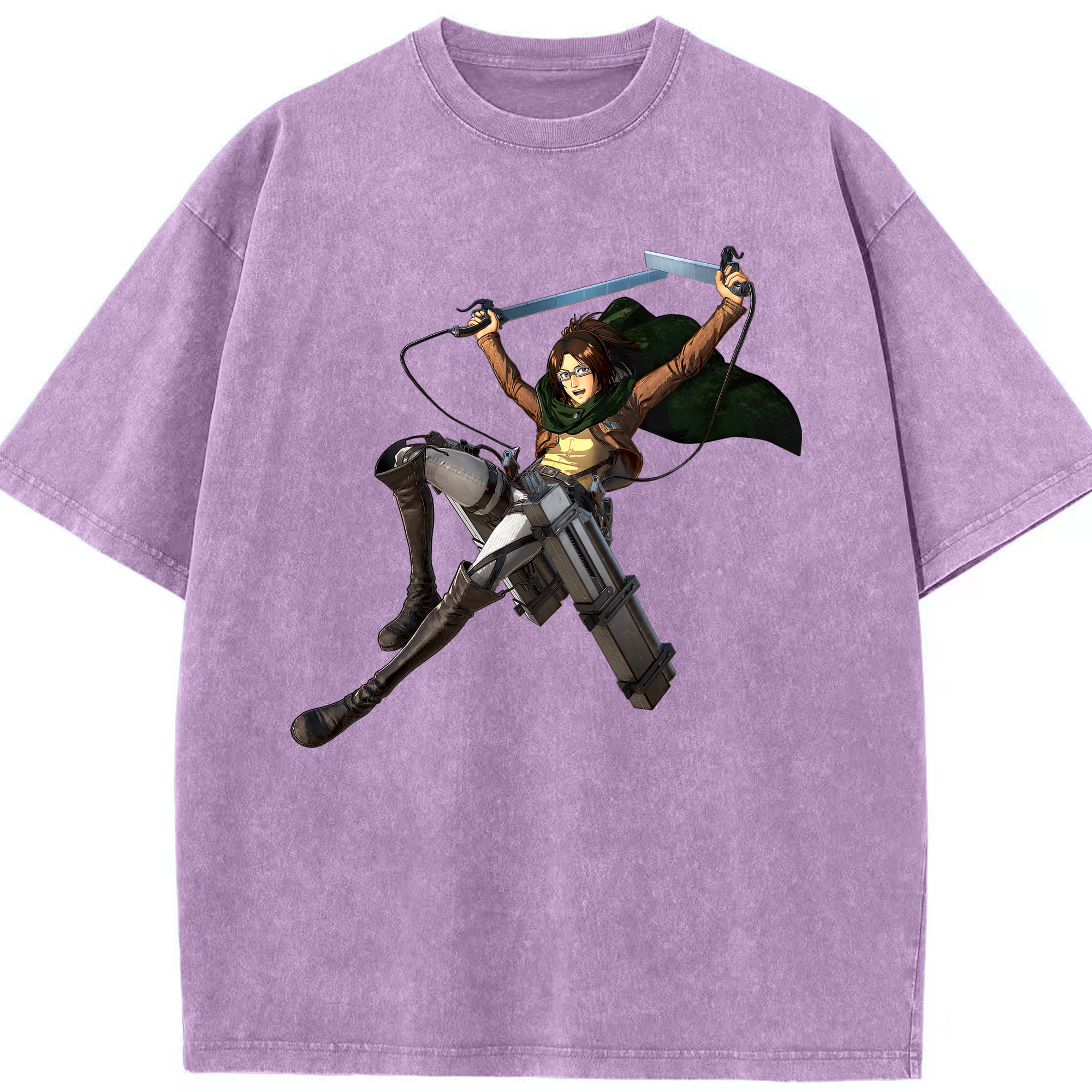（画像用） 進撃の巨人 ハンジ·ゾエ Attack on Titan Hanji Zoe 綿100% ヴィンテージ風 半袖Tシャツ（フロントプリント）