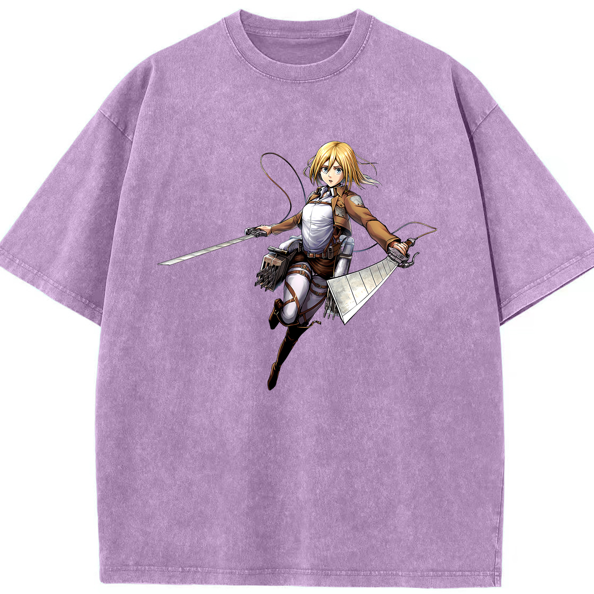 （画像用） 進撃の巨人 クリスタ·レンズ Attack on Titan Christa Lenz 綿100% ヴィンテージ風 半袖Tシャツ（フロントプリント）
