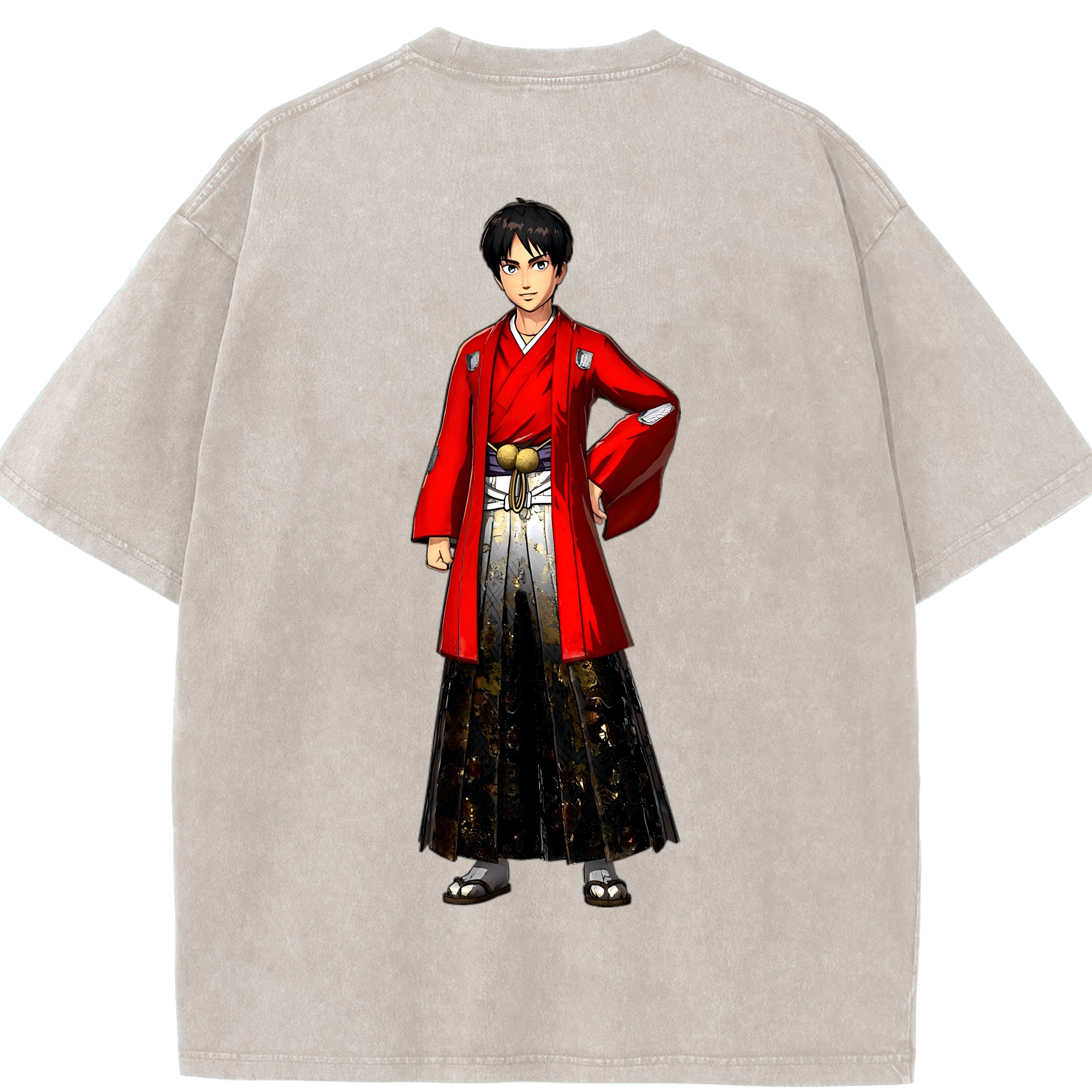 （画像用） 進撃の巨人 エレン･イェーガー Attack on Titan Eren Jäger 綿100% ヴィンテージ風 半袖Tシャツ（背面プリント）