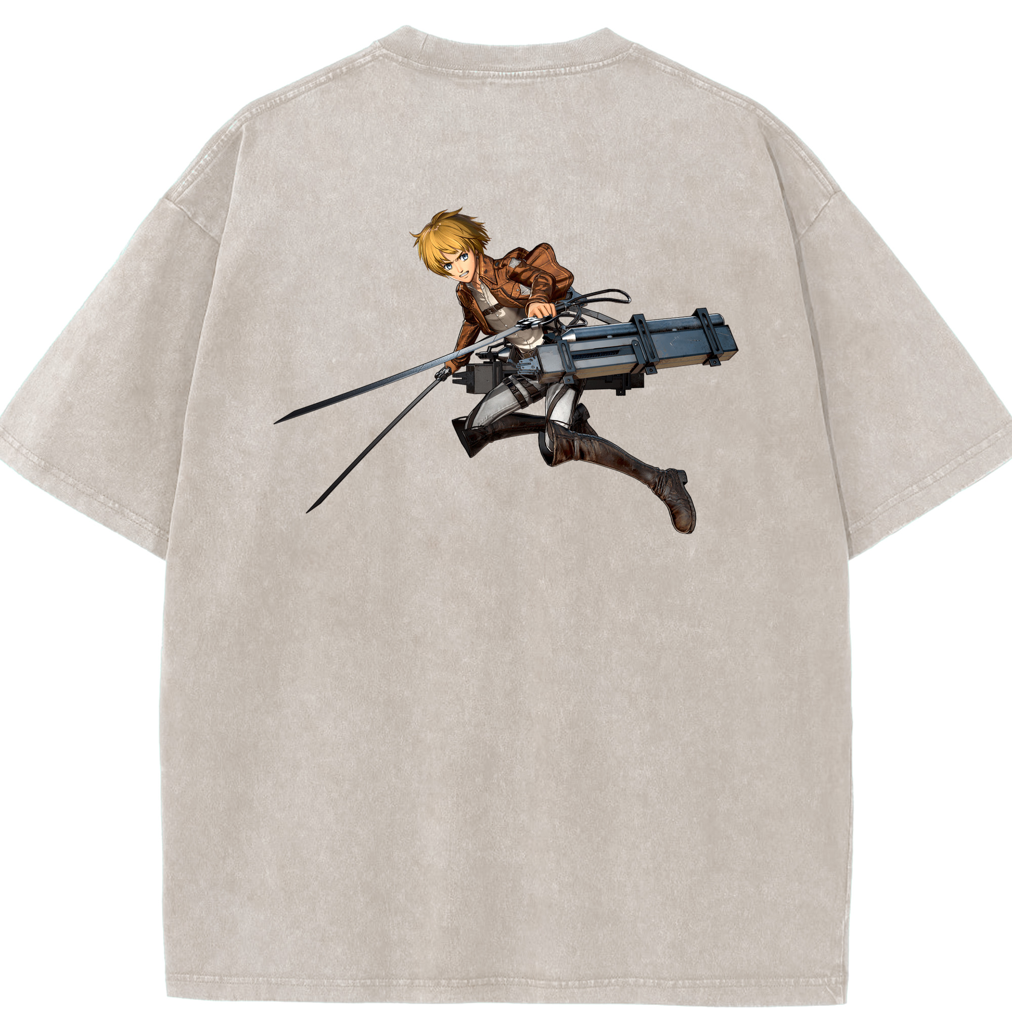 （画像用） 進撃の巨人 アルミン·アルレルト Attack on Titan Armin Arlert 綿100% ヴィンテージ風 半袖Tシャツ（背面プリント）